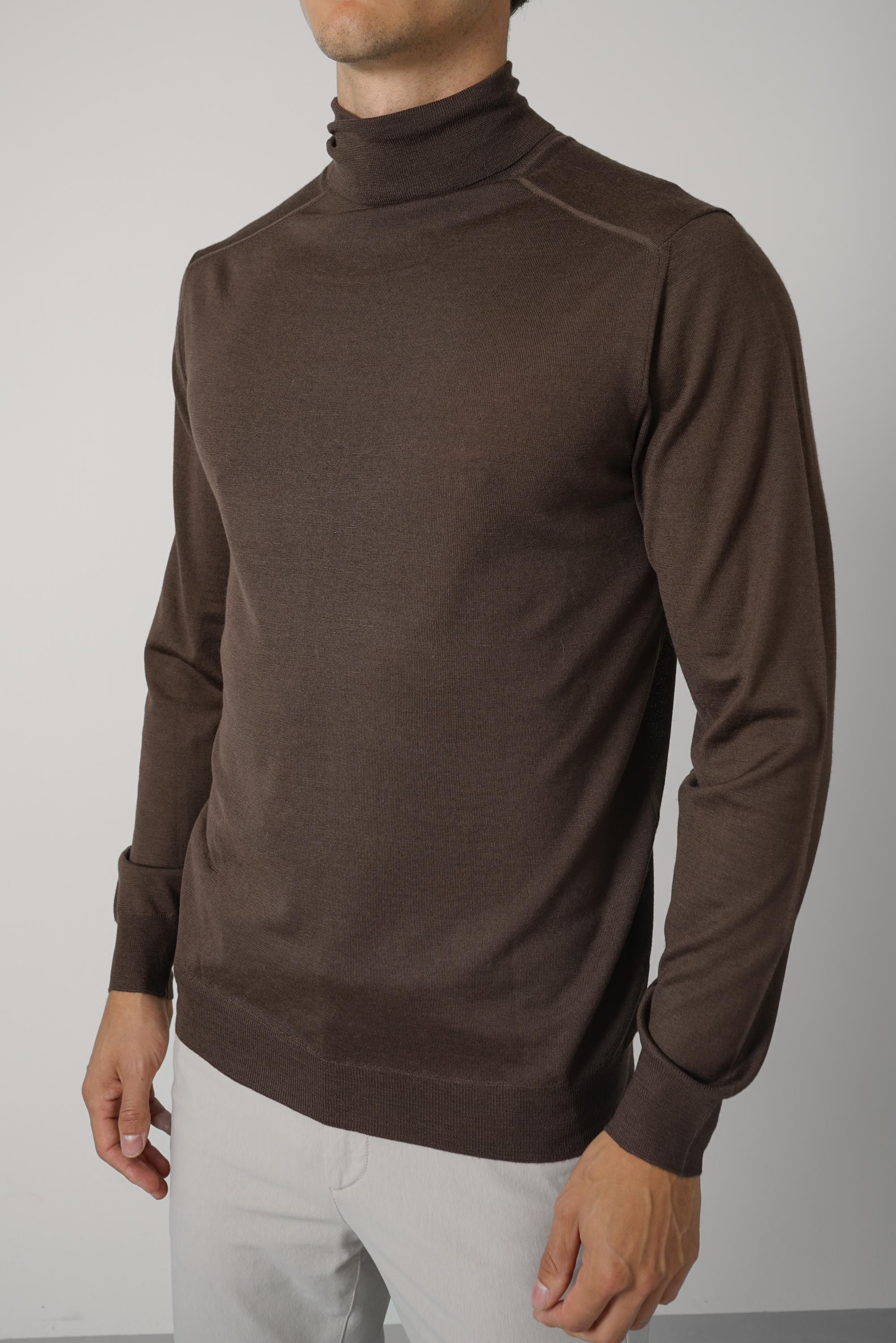 Fedeli Derby Wool Rollneck Sweater – Deep Brown