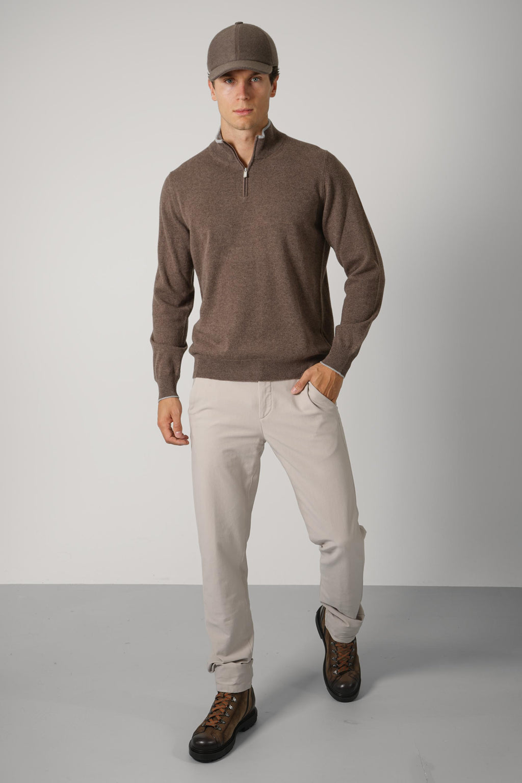 Fedeli Favonio Wool-Cashmere Sweater – Brown