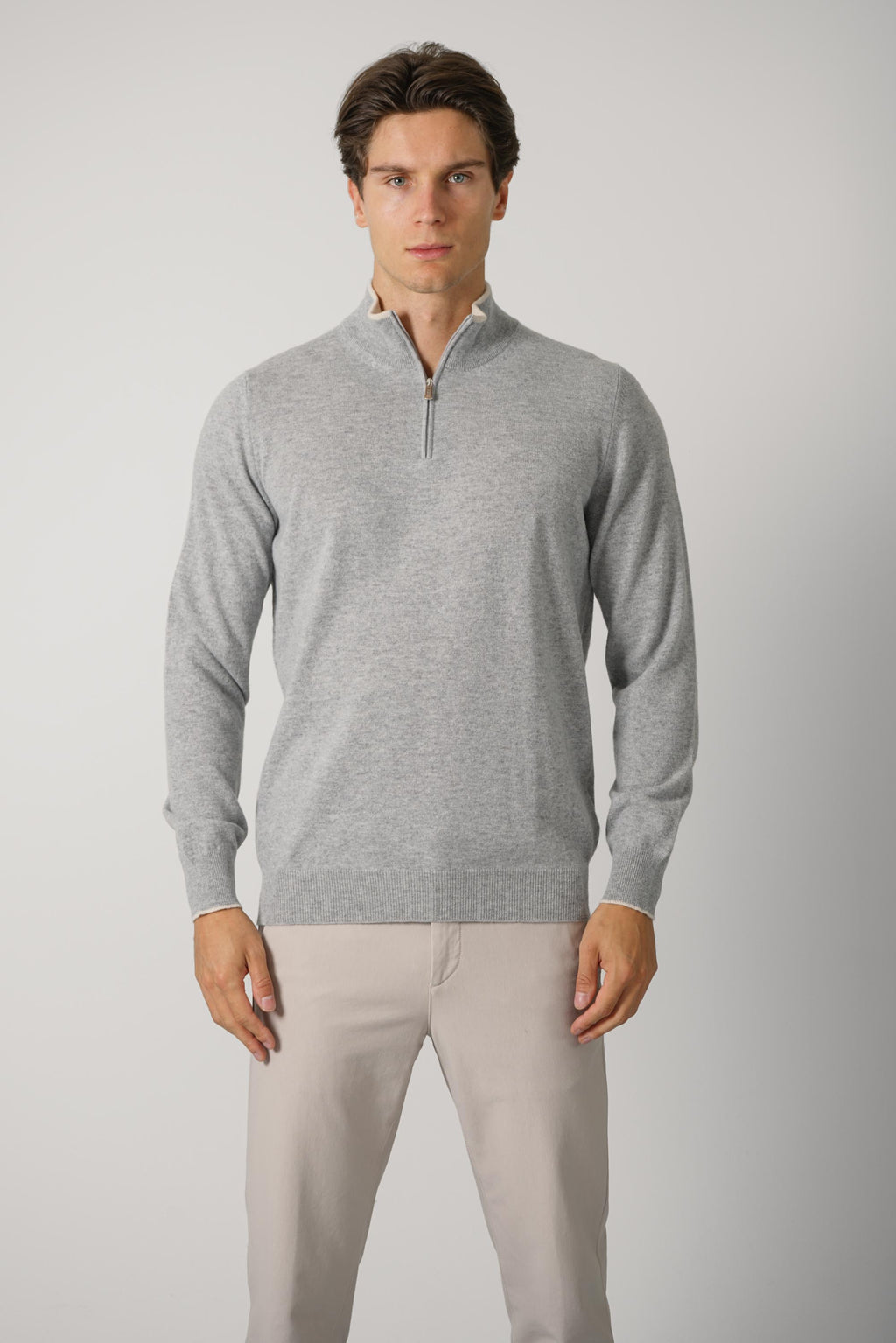 Fedeli Favonio Wool-Cashmere Sweater – Grey