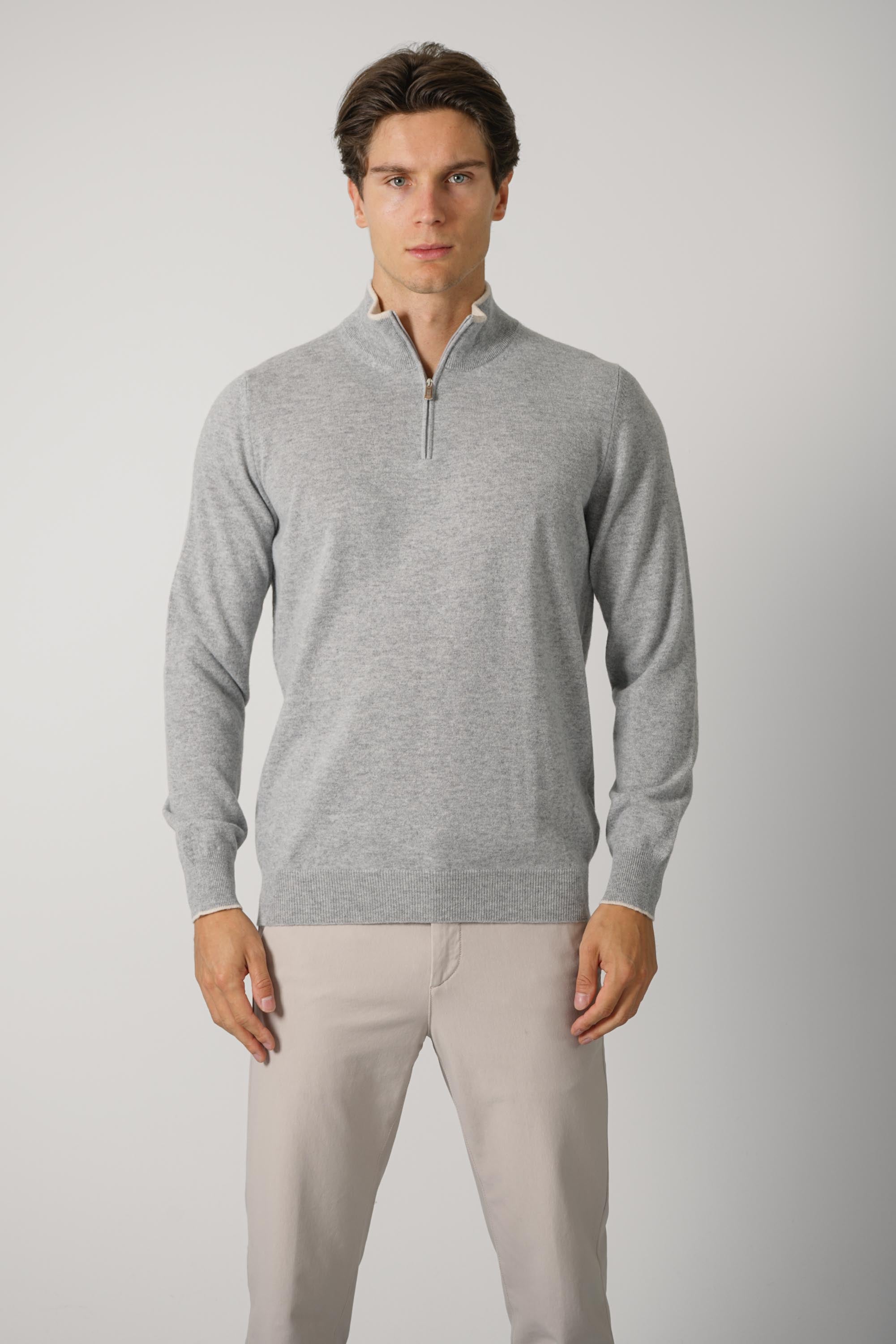Fedeli Favonio Wool-Cashmere Sweater – Grey