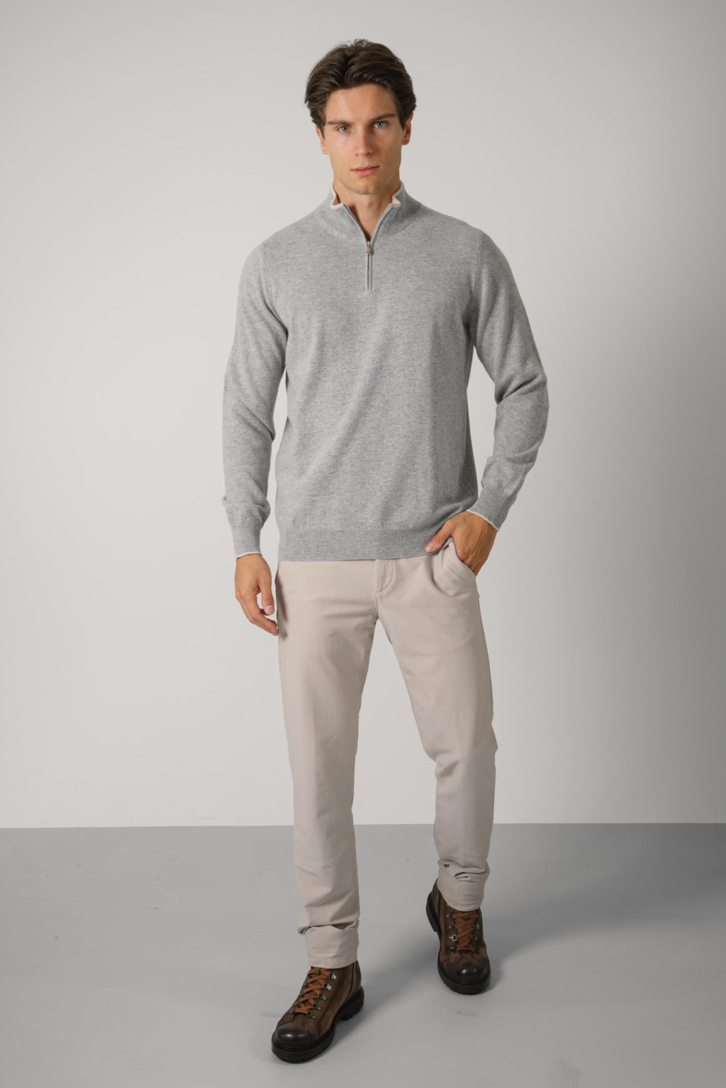 Fedeli Favonio Wool-Cashmere Sweater – Grey