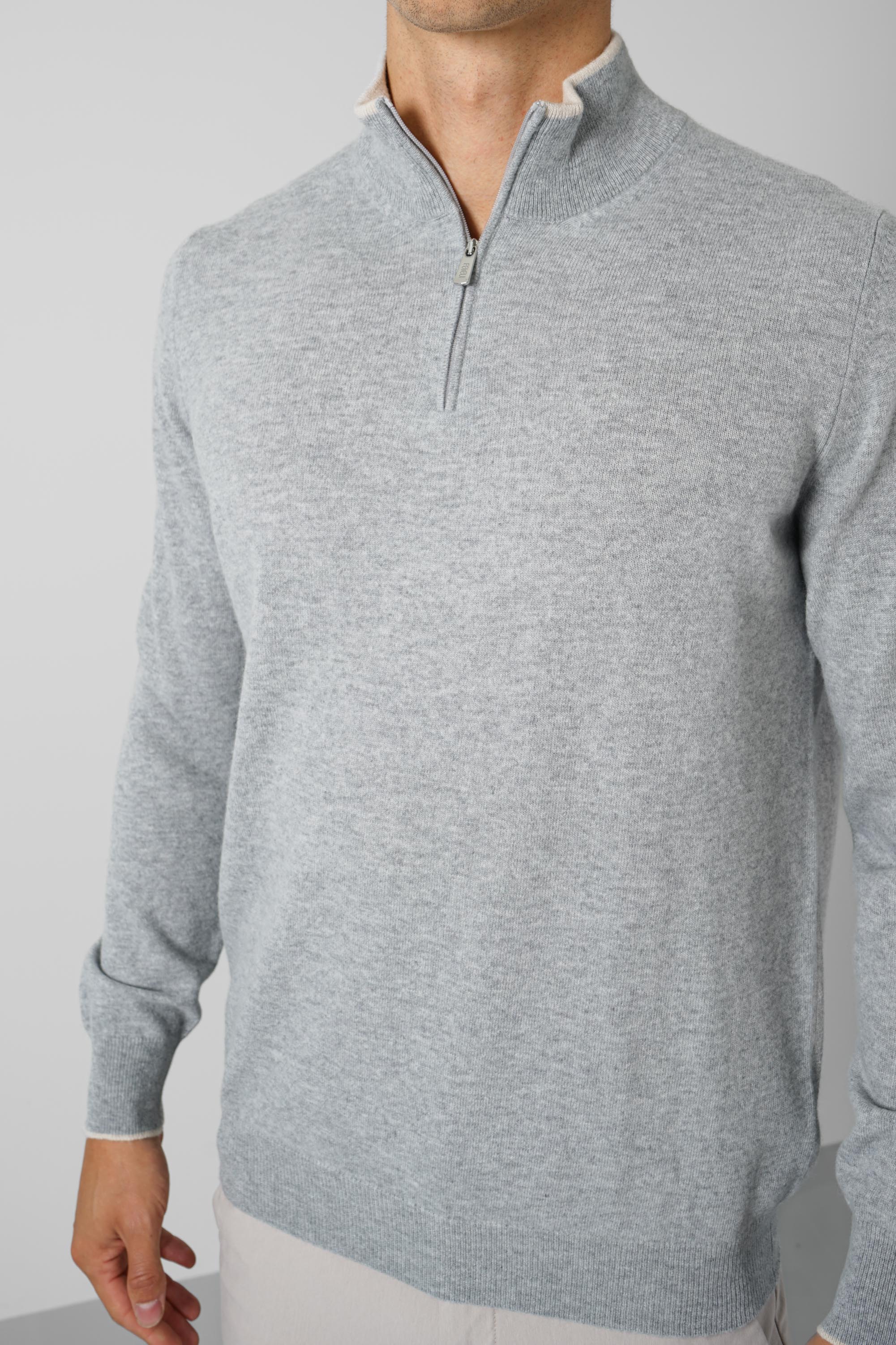 Fedeli Favonio Wool-Cashmere Sweater – Grey