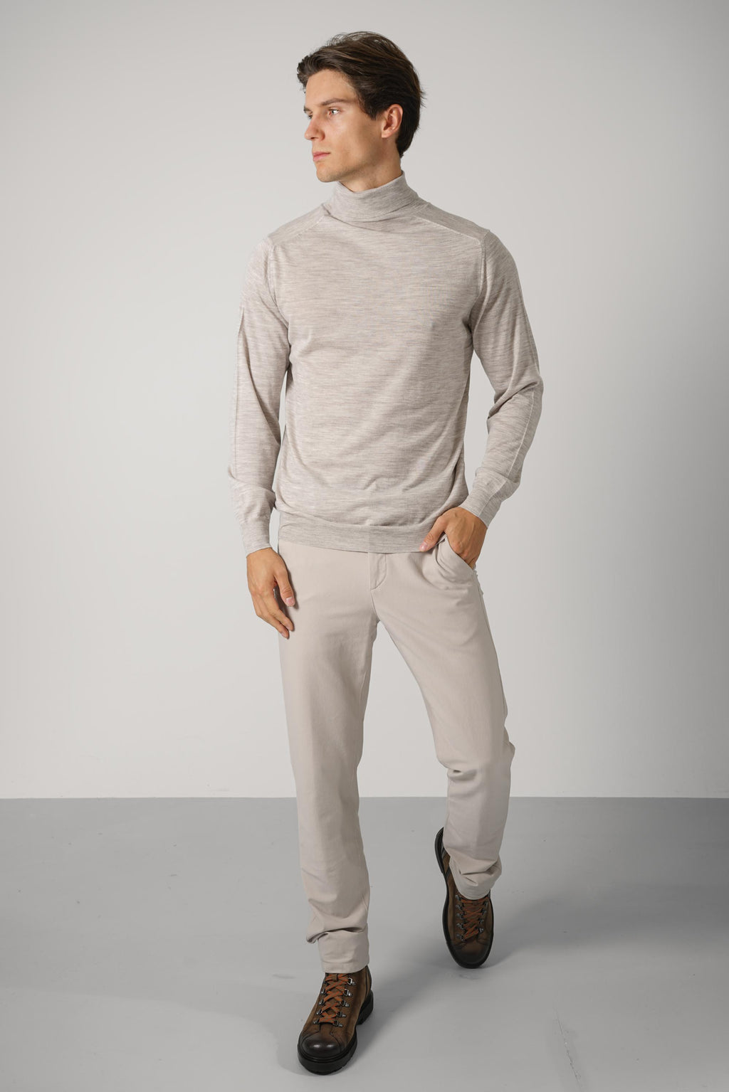 Fedeli Derby Wool Rollneck Sweater – Grey/Melange