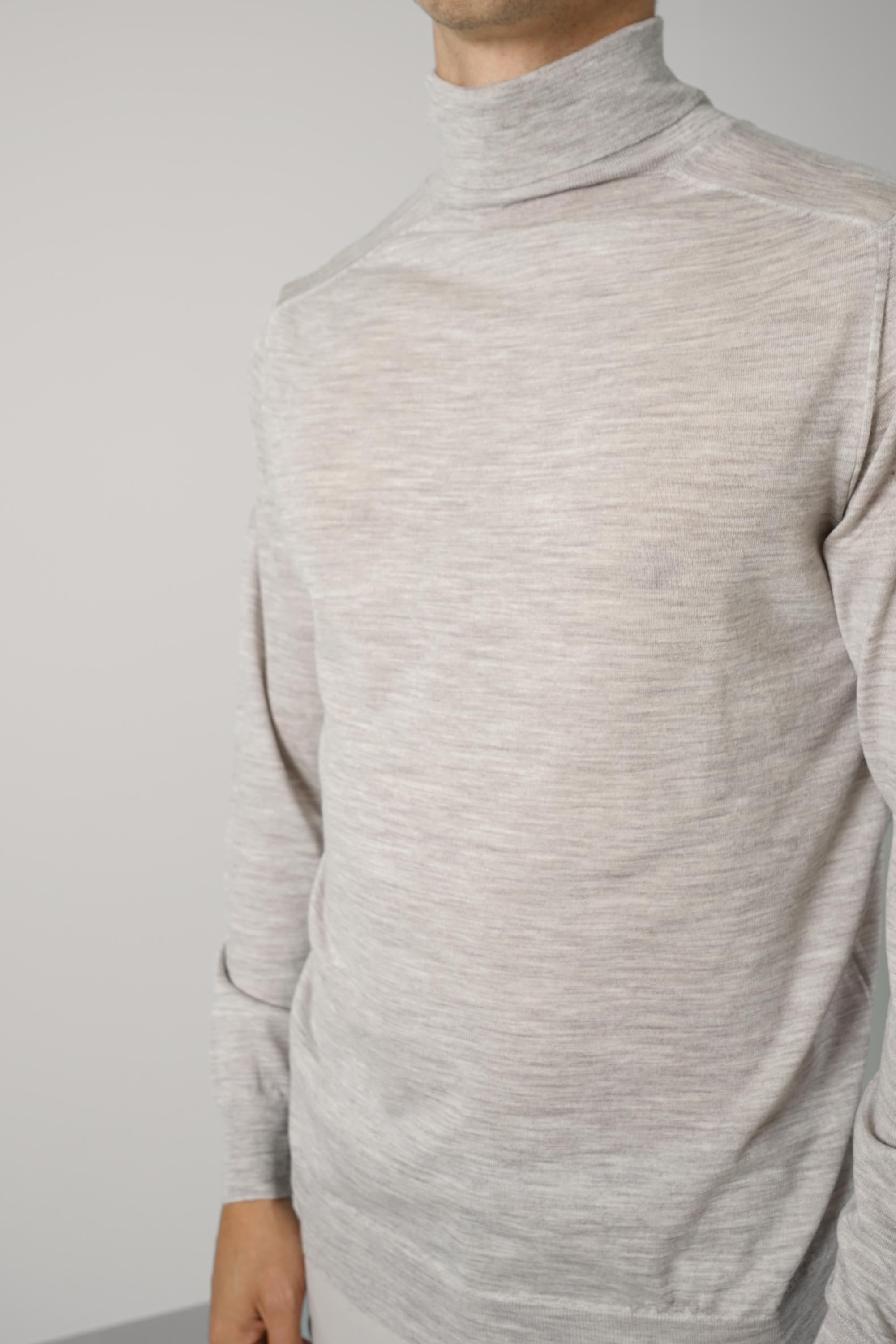 Fedeli Derby Wool Rollneck Sweater – Grey/Melange