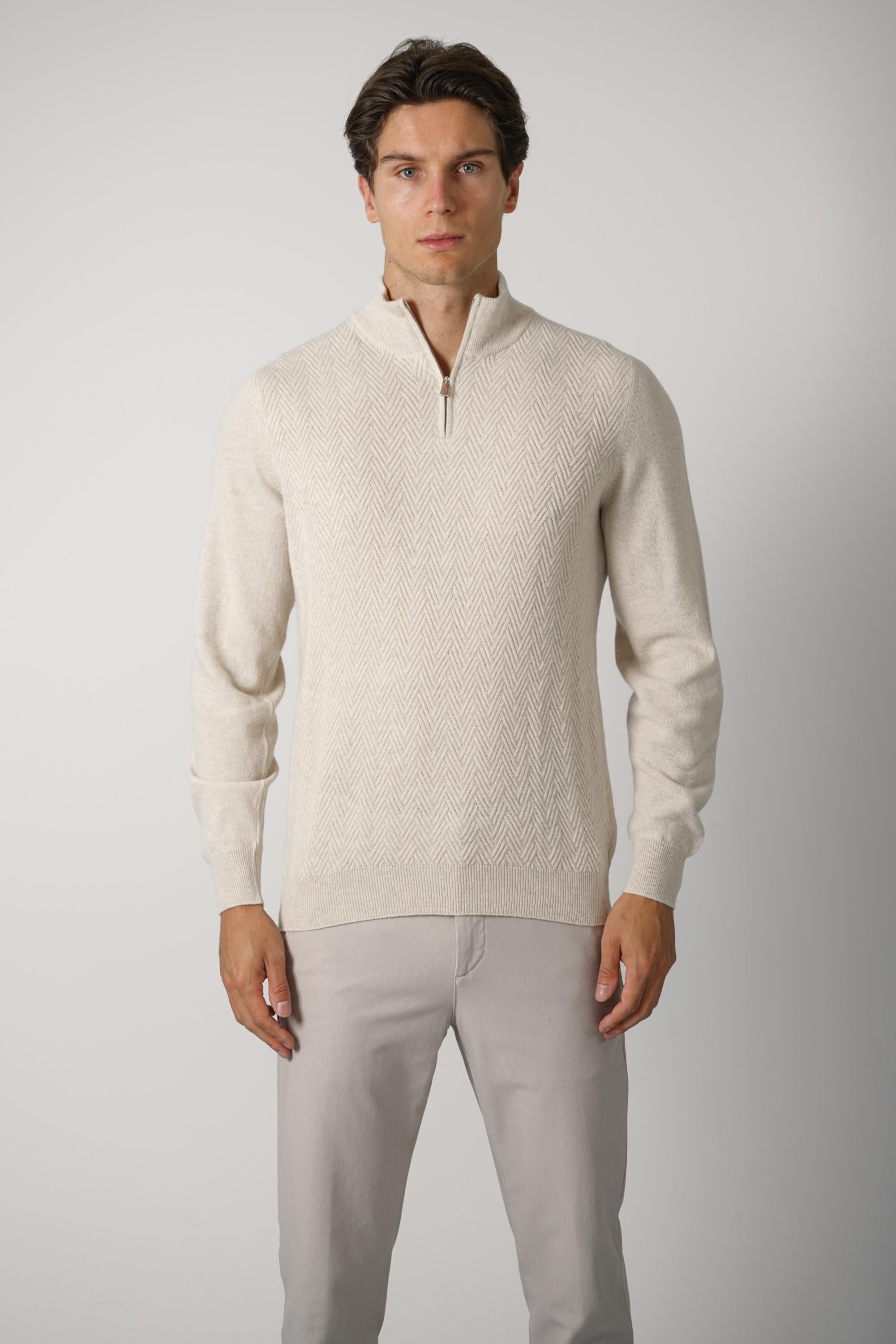 Fedeli Arrow Wool-Cashmere Sweater – Beige