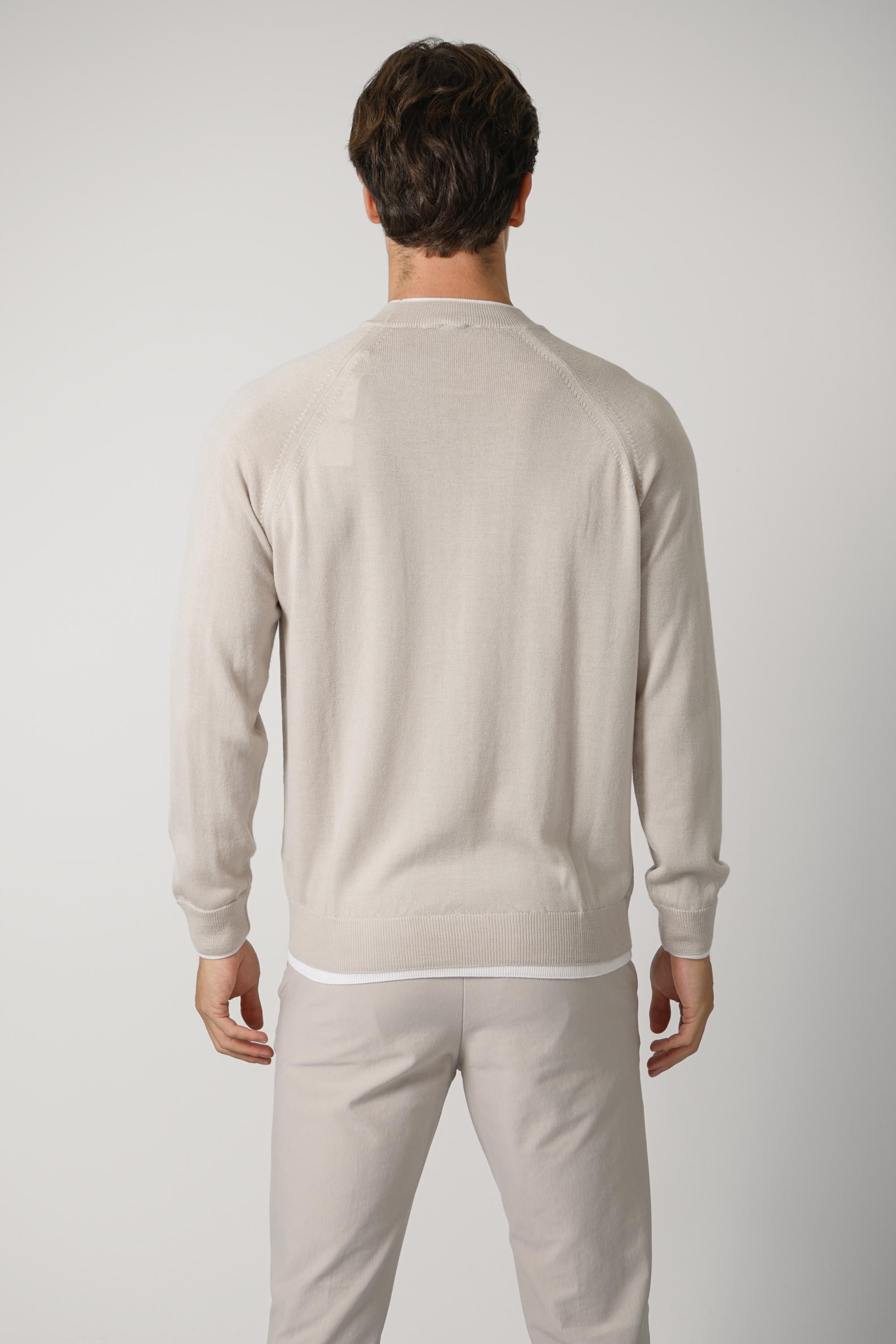 Round Neck Sweater MAG0N037 – Sand and Ivory