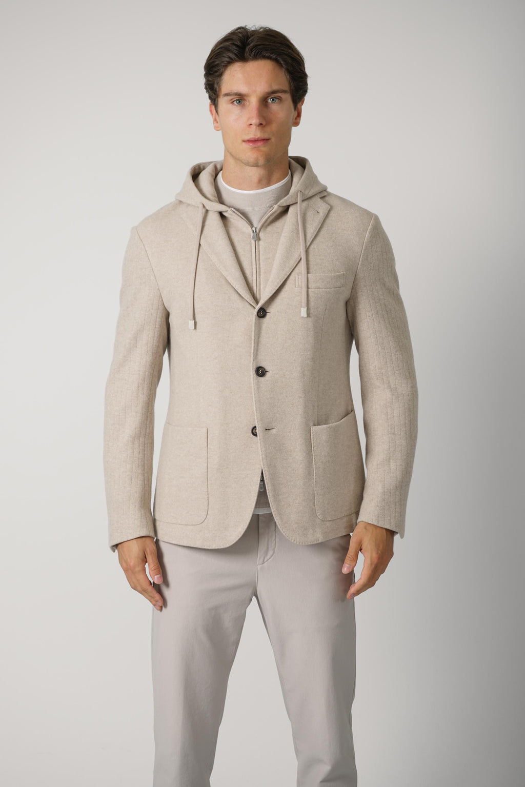 Hooded Single Breasted Jacket TES0N291 – Sabbia e Sabbia