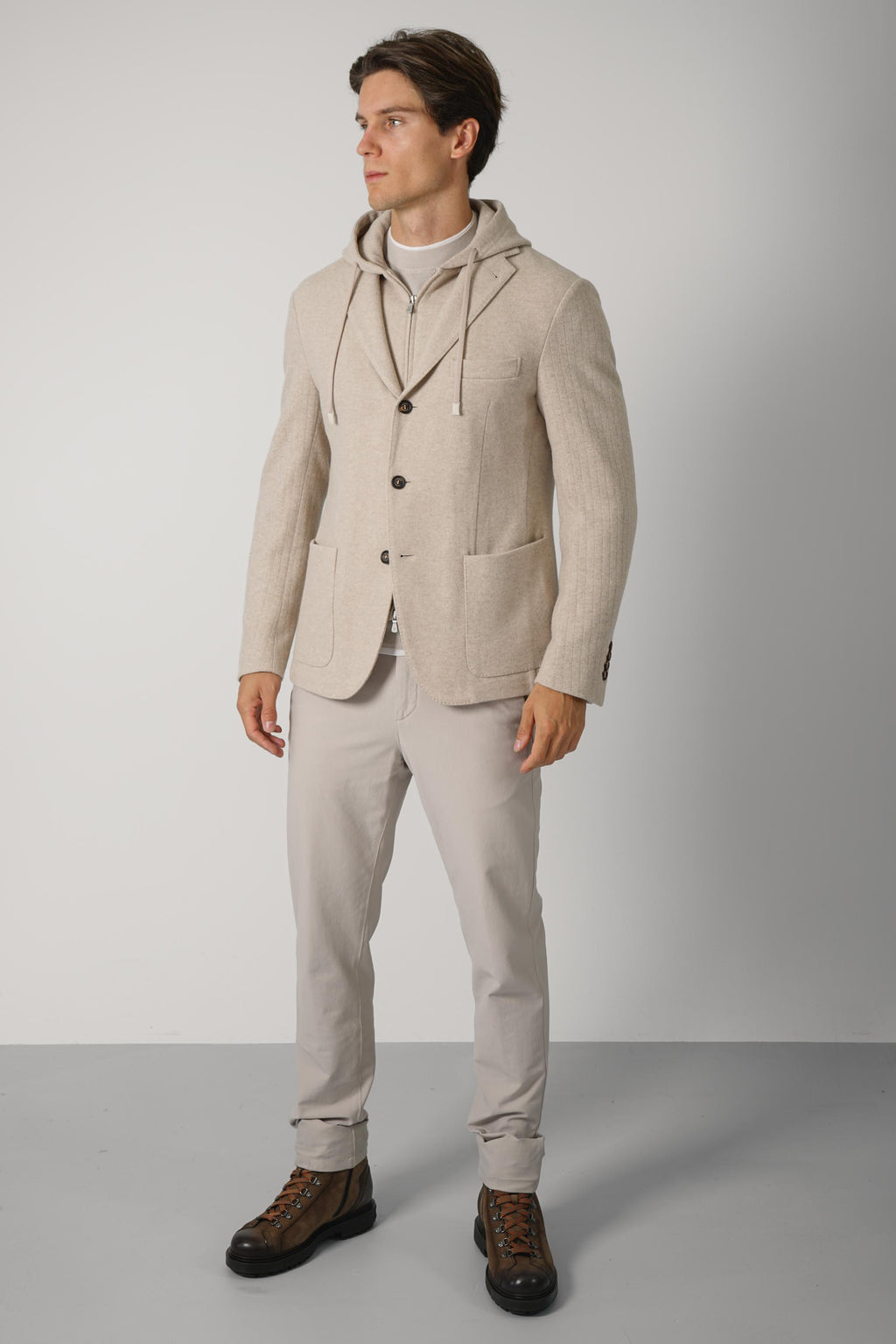 Hooded Single Breasted Jacket TES0N291 – Sabbia e Sabbia