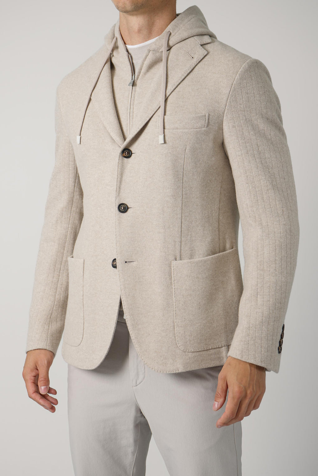 Hooded Single Breasted Jacket TES0N291 – Sabbia e Sabbia