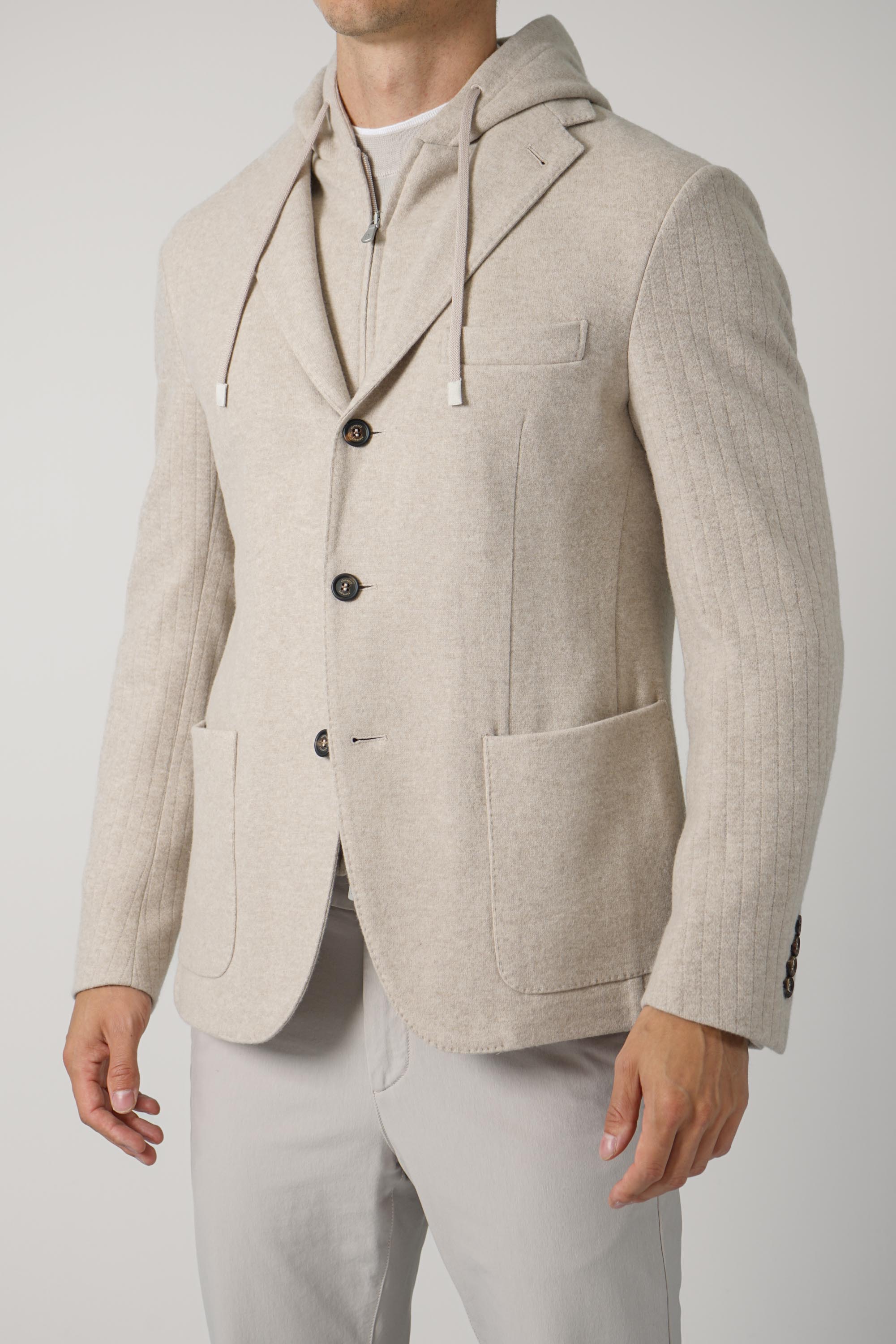Hooded Single Breasted Jacket TES0N291 – Sabbia e Sabbia