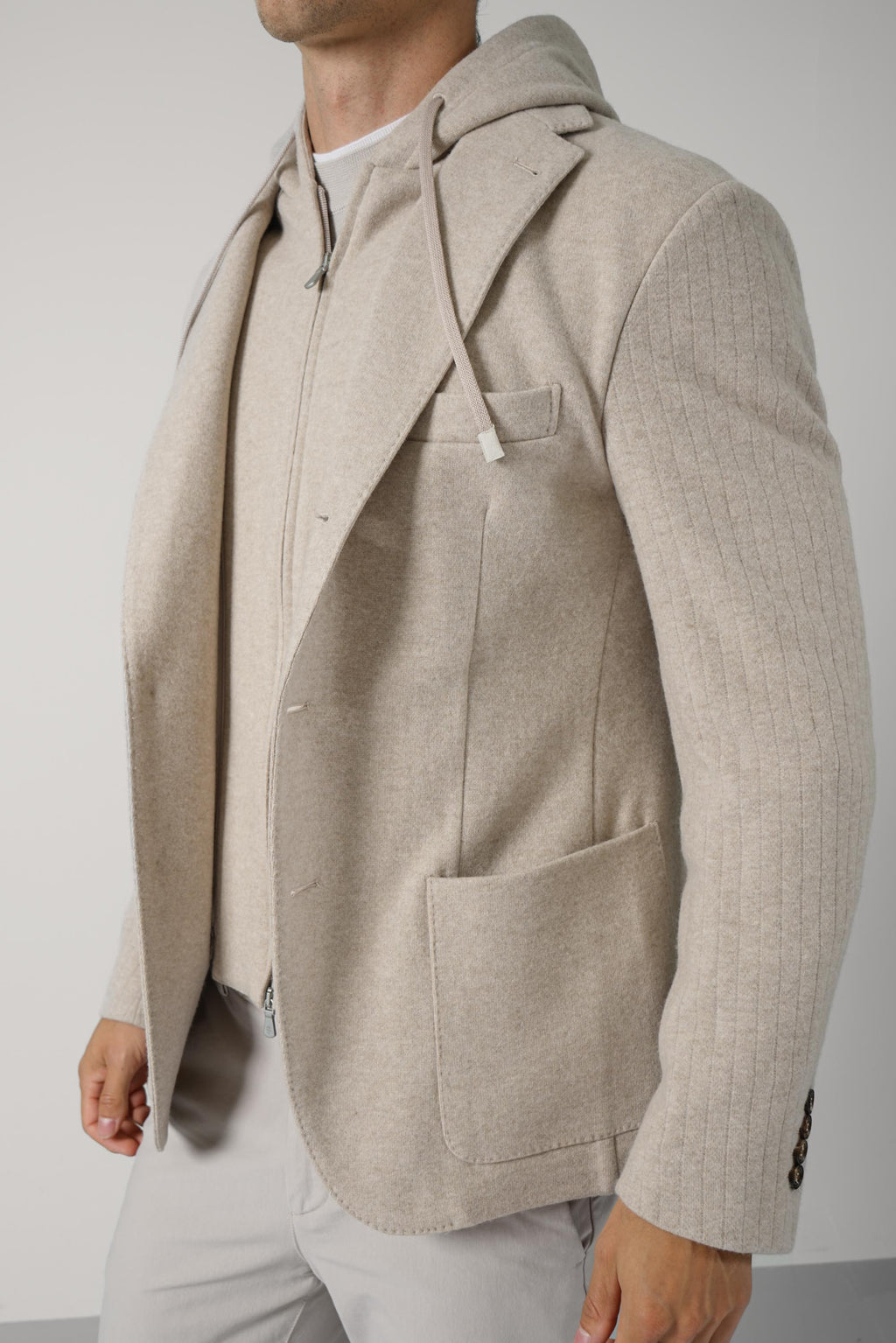 Hooded Single Breasted Jacket TES0N291 – Sabbia e Sabbia