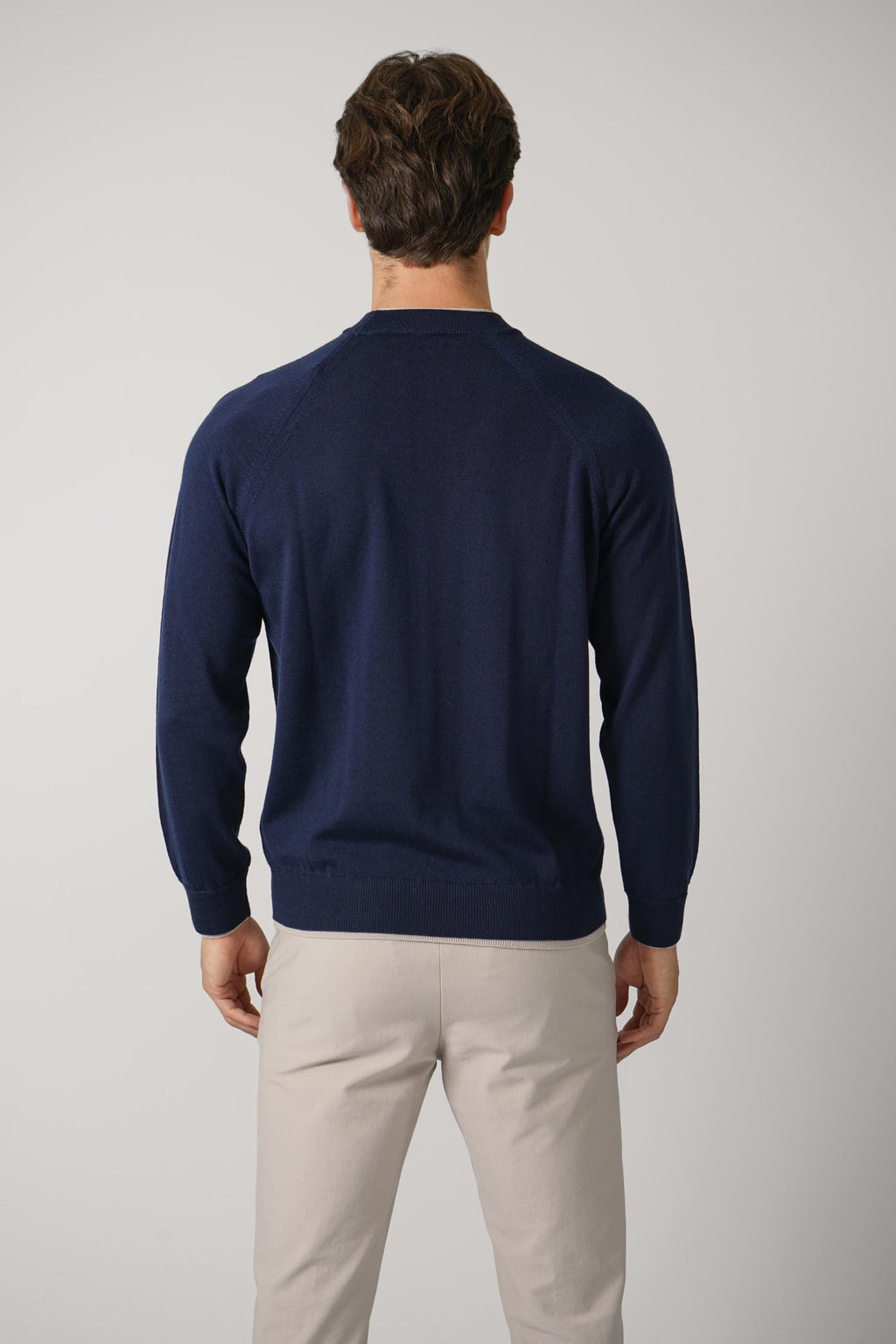 Round Neck Sweater MAG0N037 – Blu, Sabbia
