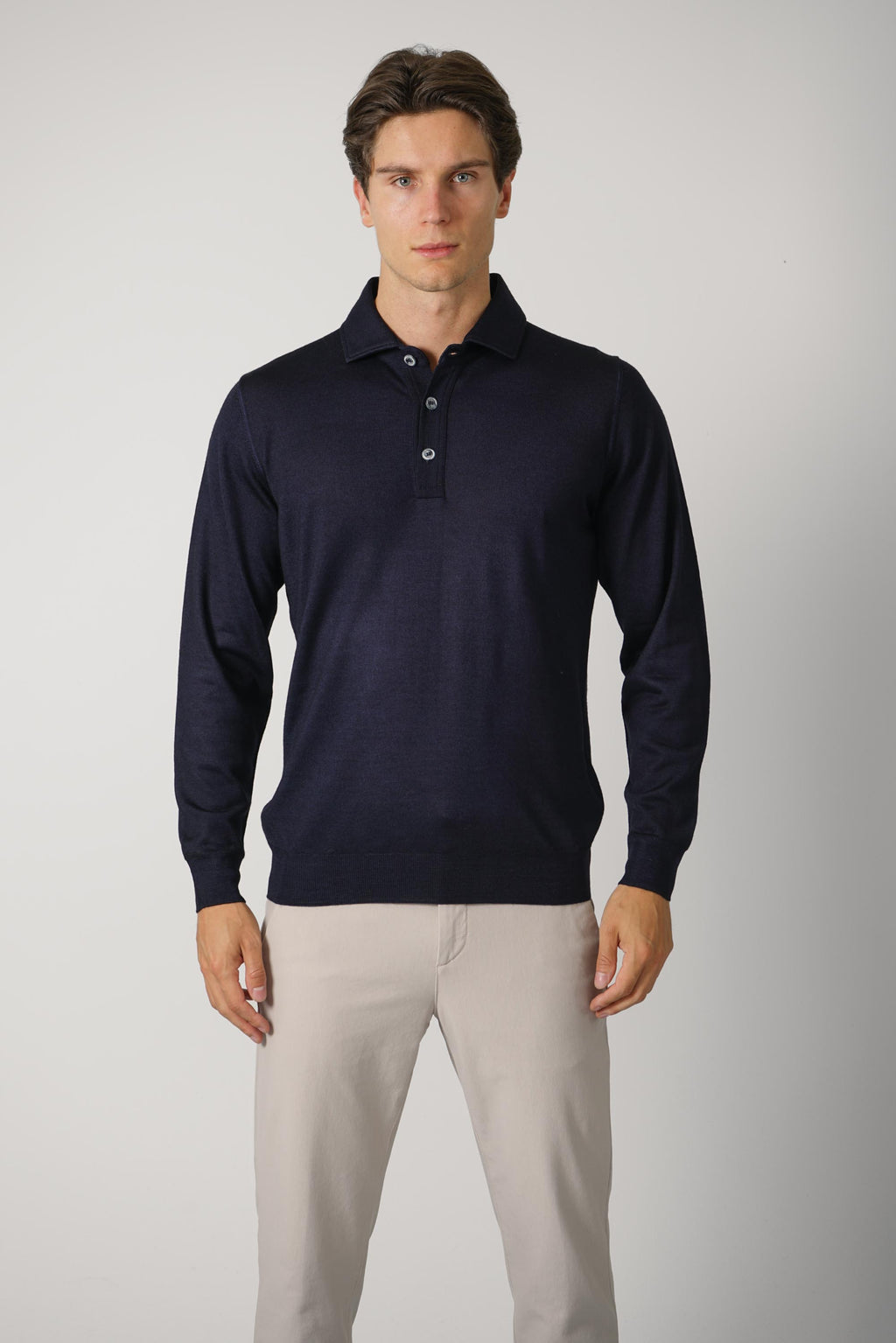 Fedeli Ugo Merino Polo – Navy blue