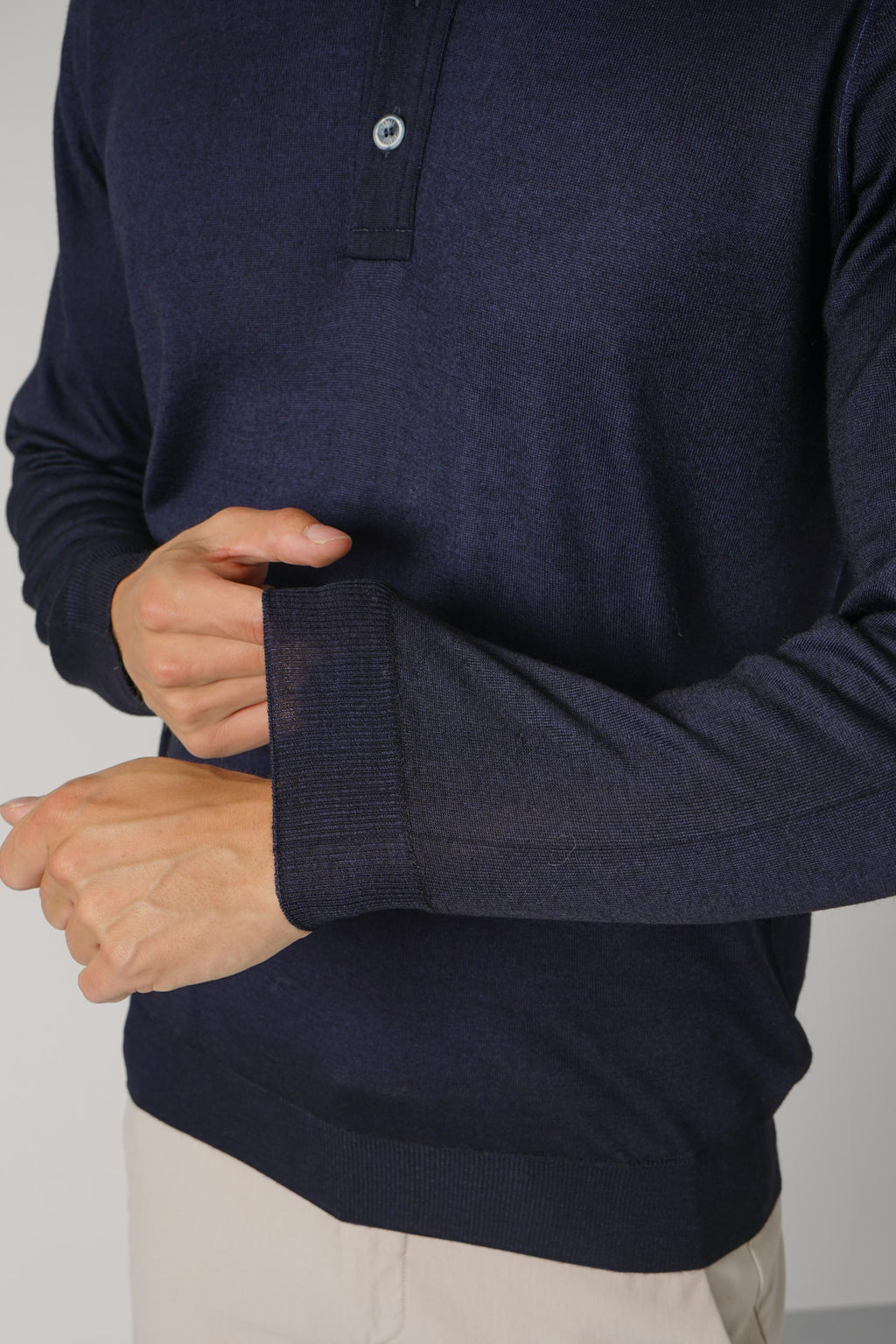 Fedeli Ugo Merino Polo – Navy blue