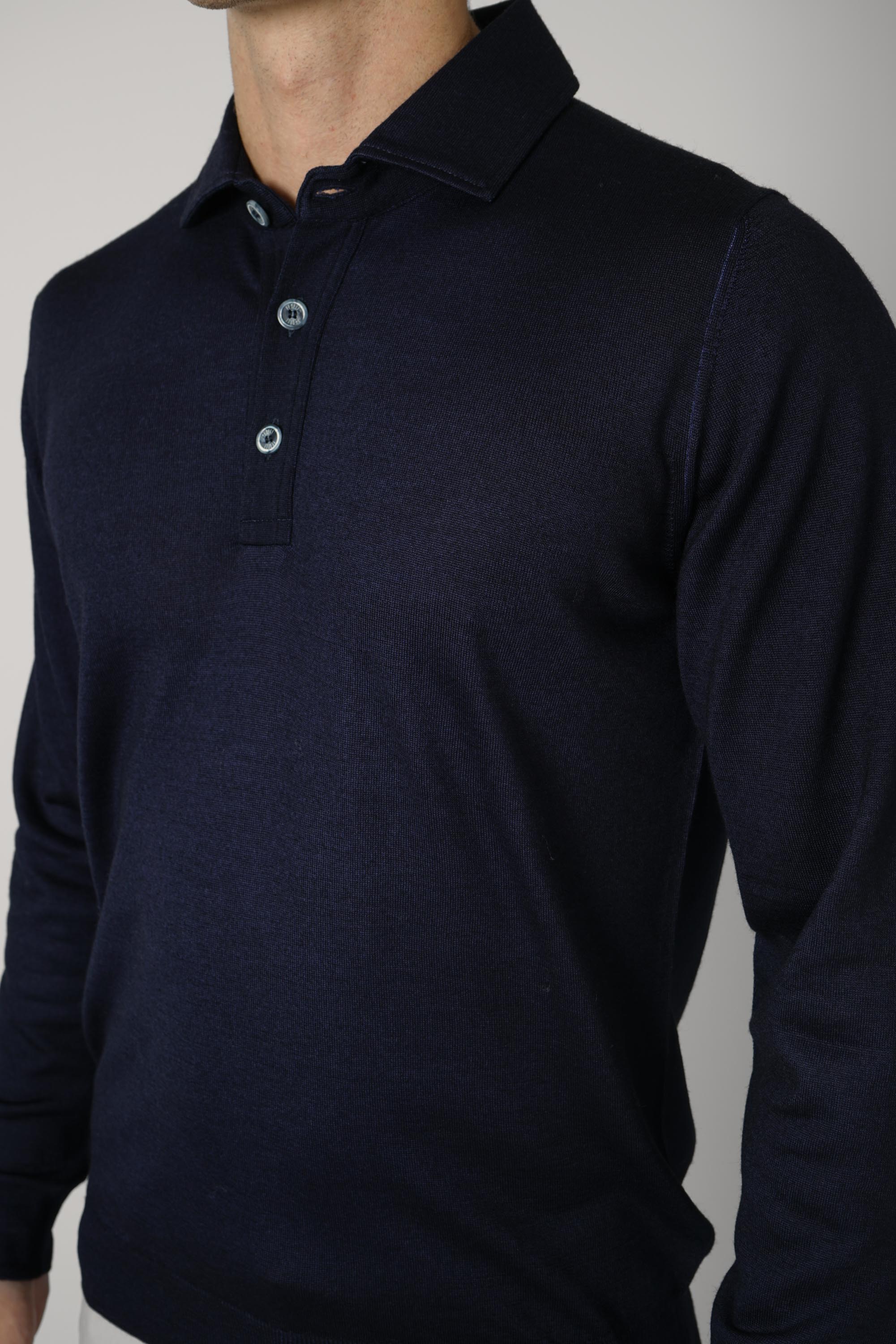 Fedeli Ugo Merino Polo – Navy blue
