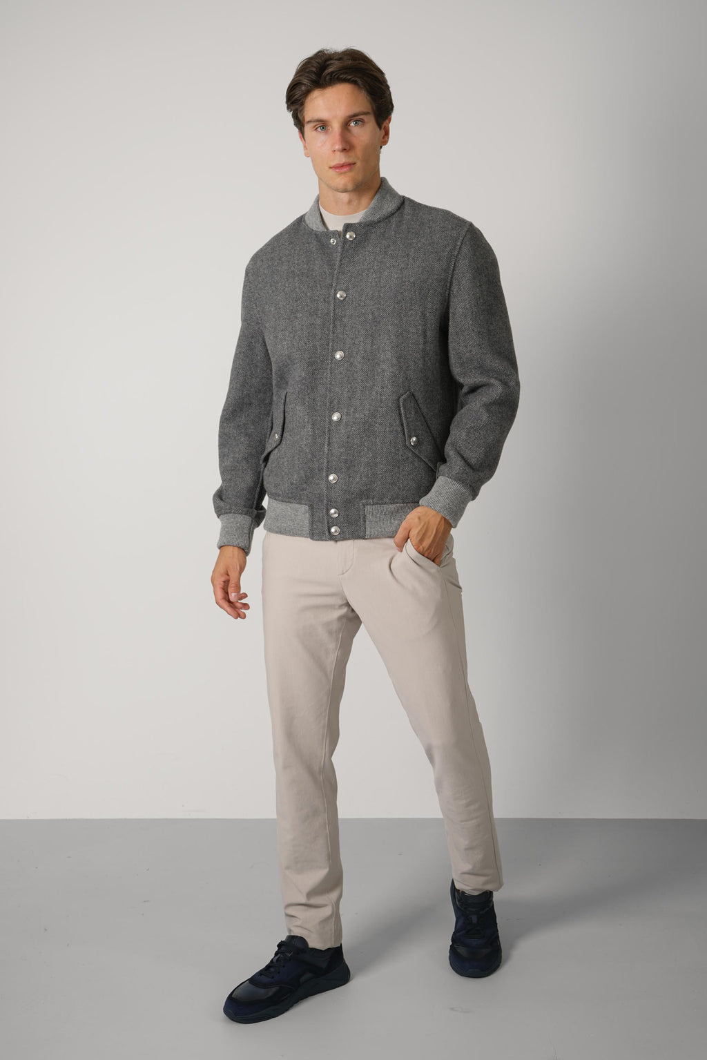 Bomber TES0N077 – Grigio Medio Melange