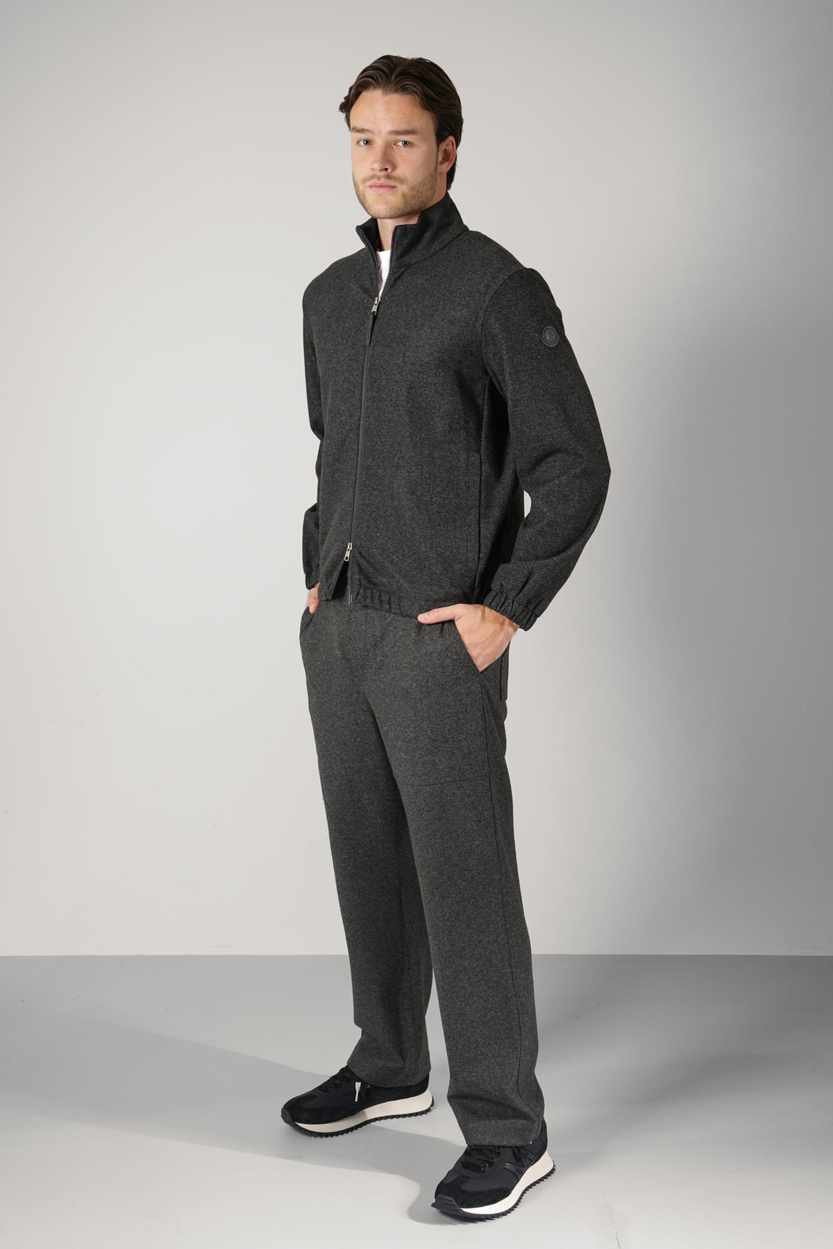 Moncler Grenoble Zip Up Cardigan Charcoal Grey