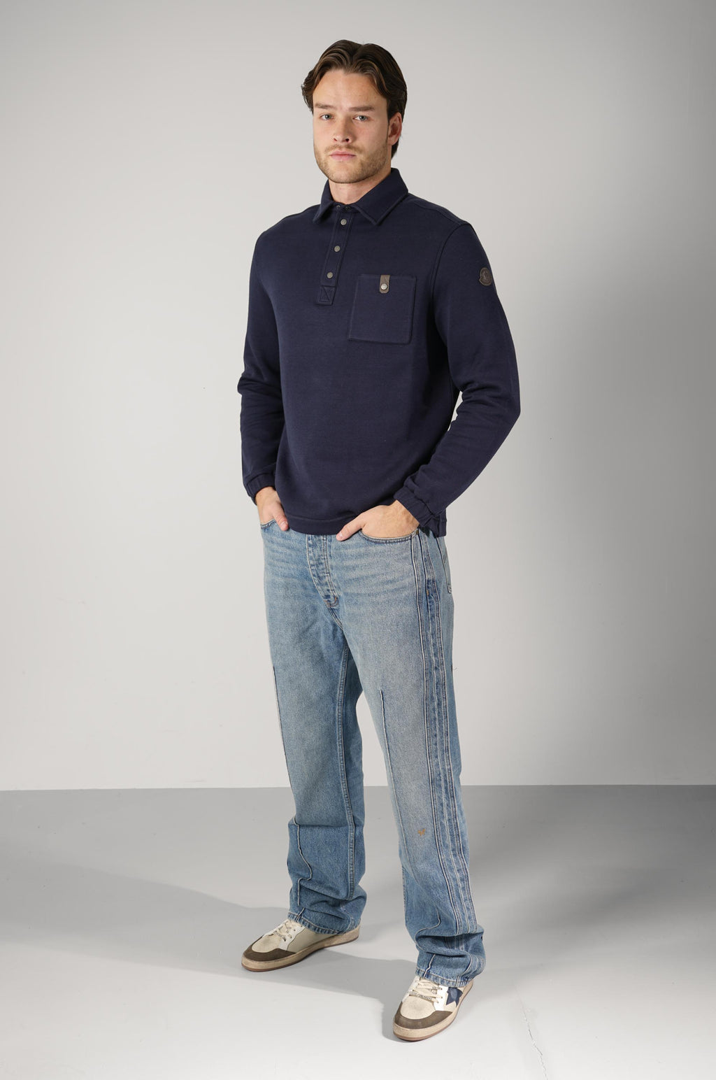 Moncler LS Polo – Navy