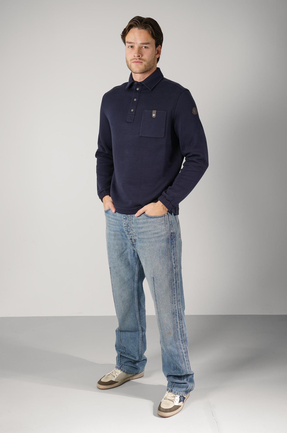 Moncler LS Polo – Navy