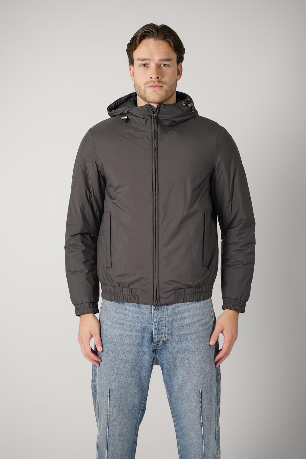Woolrich Micro Ripstop Hooded Jacket – Charcoal Grey