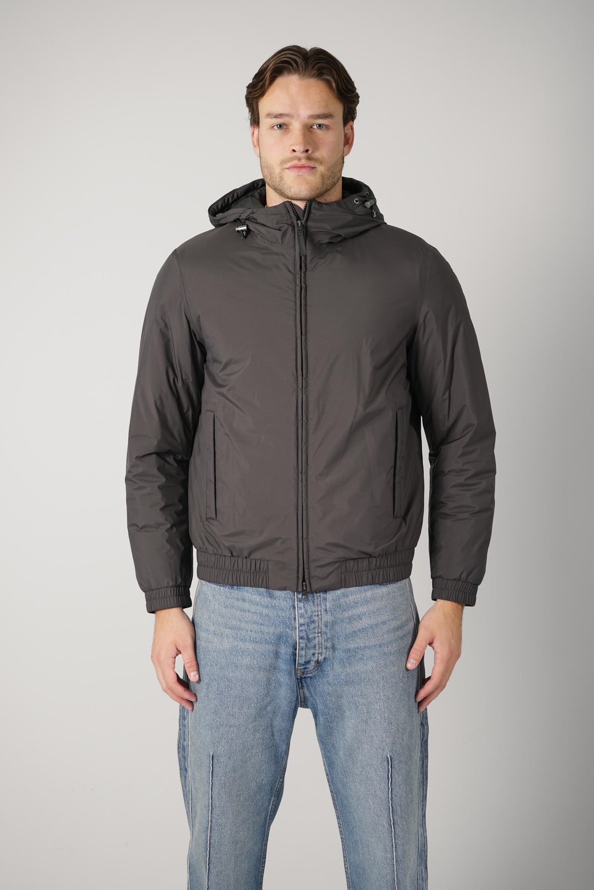 Woolrich Micro Ripstop Hooded Jacket – Charcoal Grey