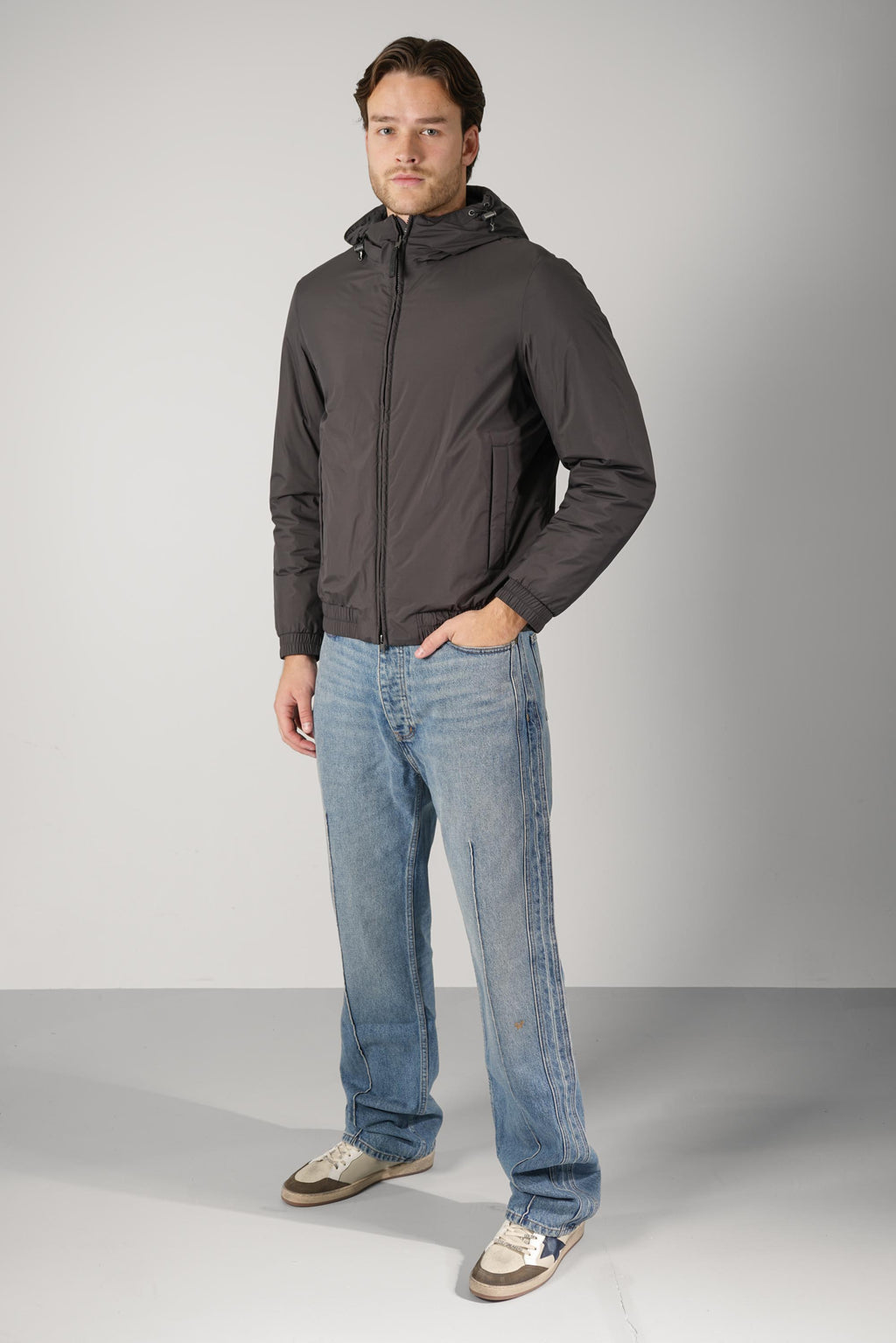 Woolrich Micro Ripstop Hooded Jacket – Charcoal Grey