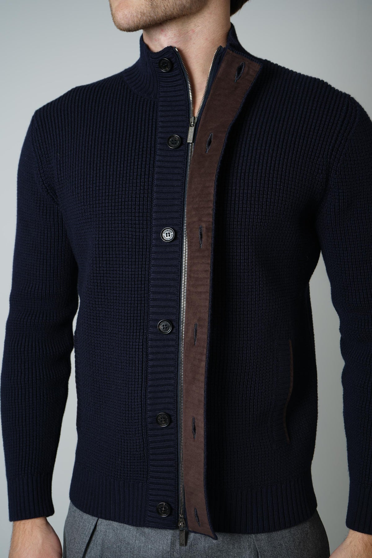 Maurizio Baldassari Light Brenta Blouson with Alcantara – Full Dark Blue