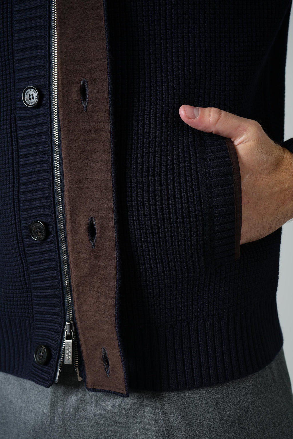 Maurizio Baldassari Light Brenta Blouson with Alcantara – Full Dark Blue
