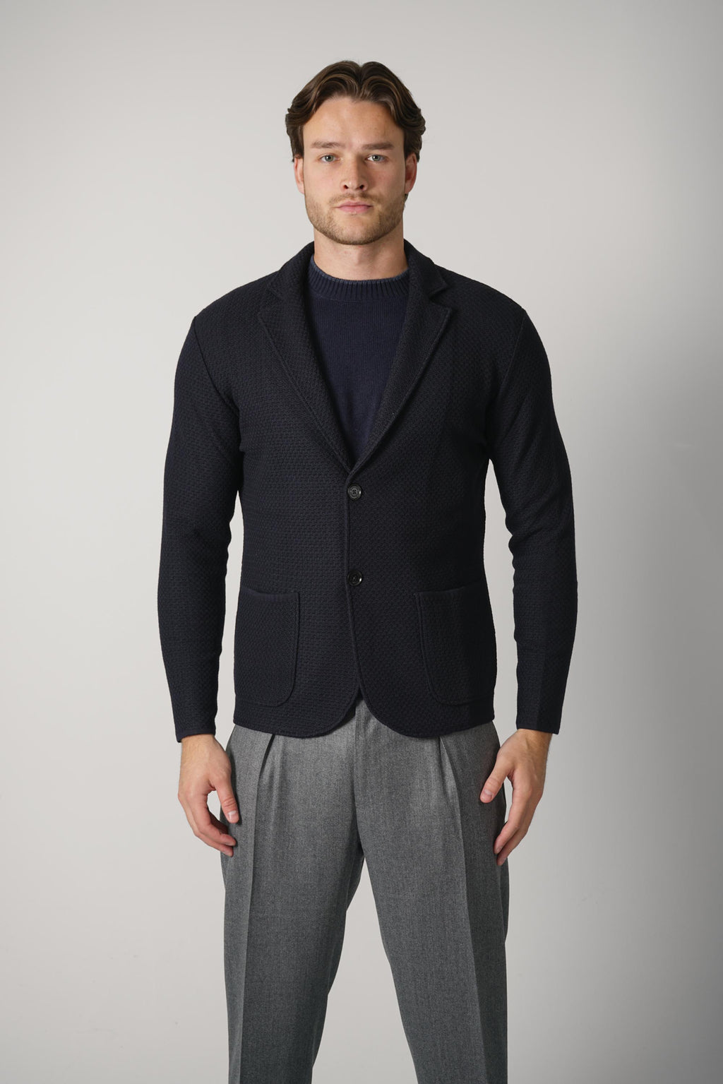 Maurizio Baldassari Stendhal Standcollar 4-Button Jacket – Dark Navy
