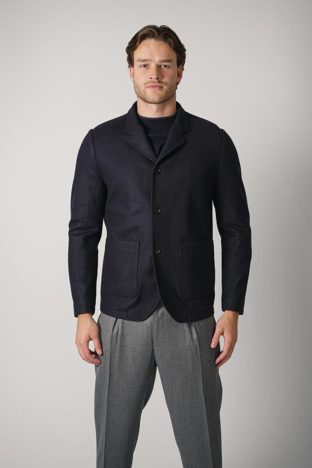 Maurizio Baldassari Stendhal Standcollar 4-Button Jacket – Dark Navy