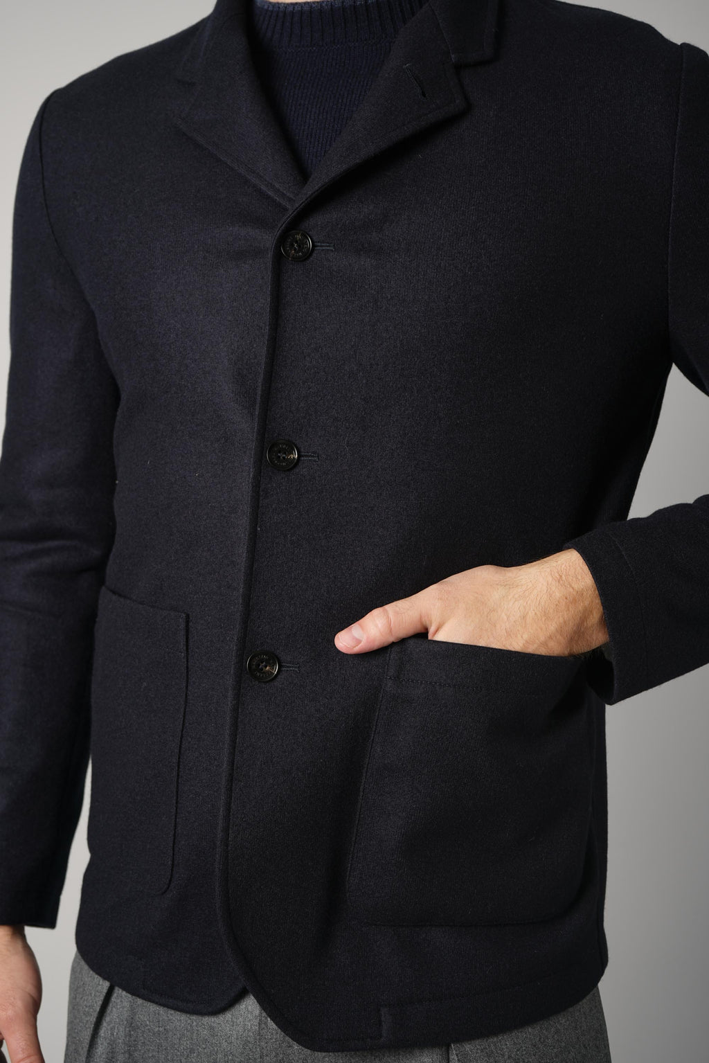 Maurizio Baldassari Stendhal Standcollar 4-Button Jacket – Dark Navy