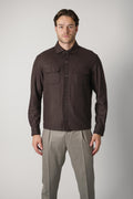 Maurizio Baldassari Overshirt with Pockets & Snaps – Turkish Coffee