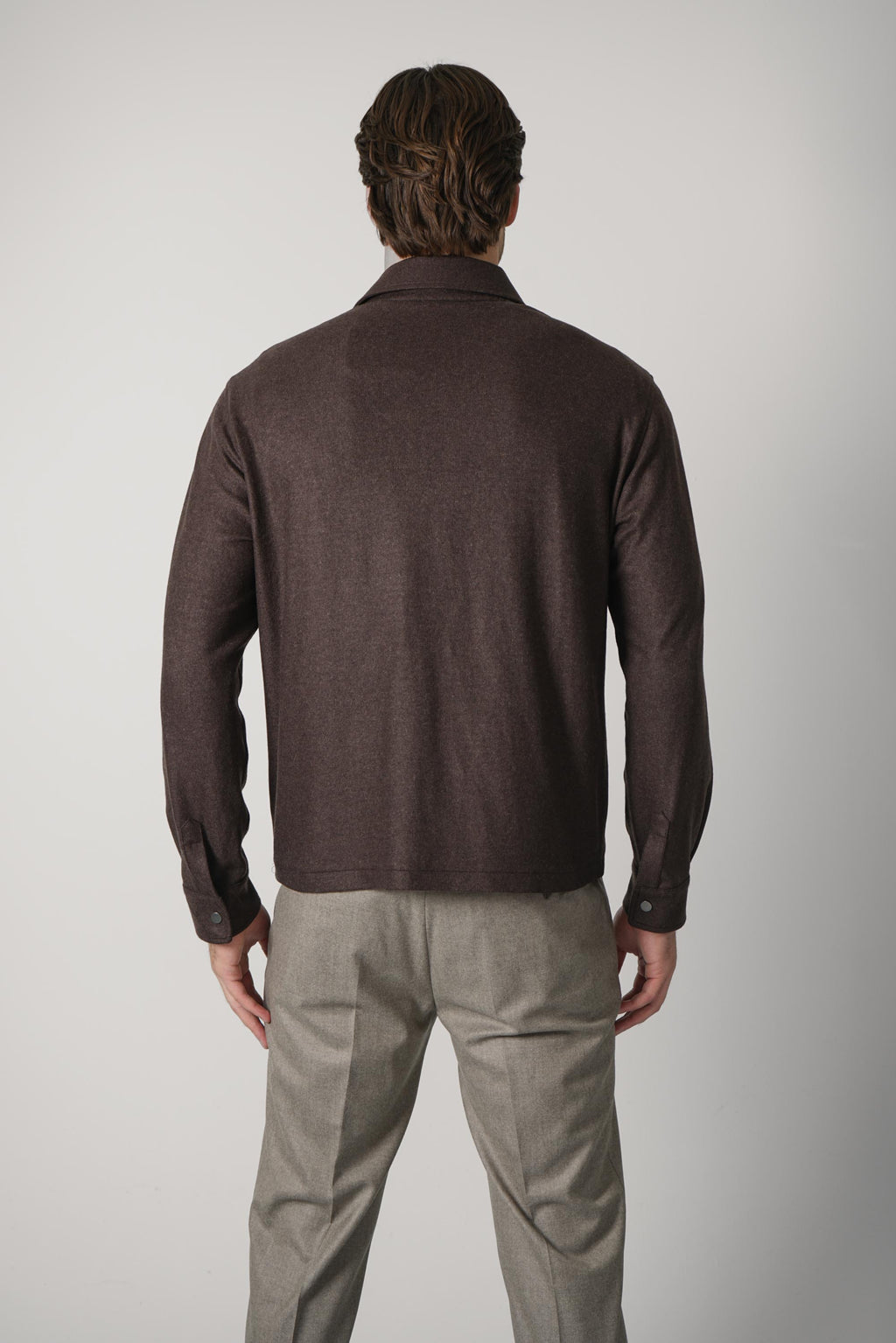 Maurizio Baldassari Overshirt with Pockets & Snaps – Turkish Coffee
