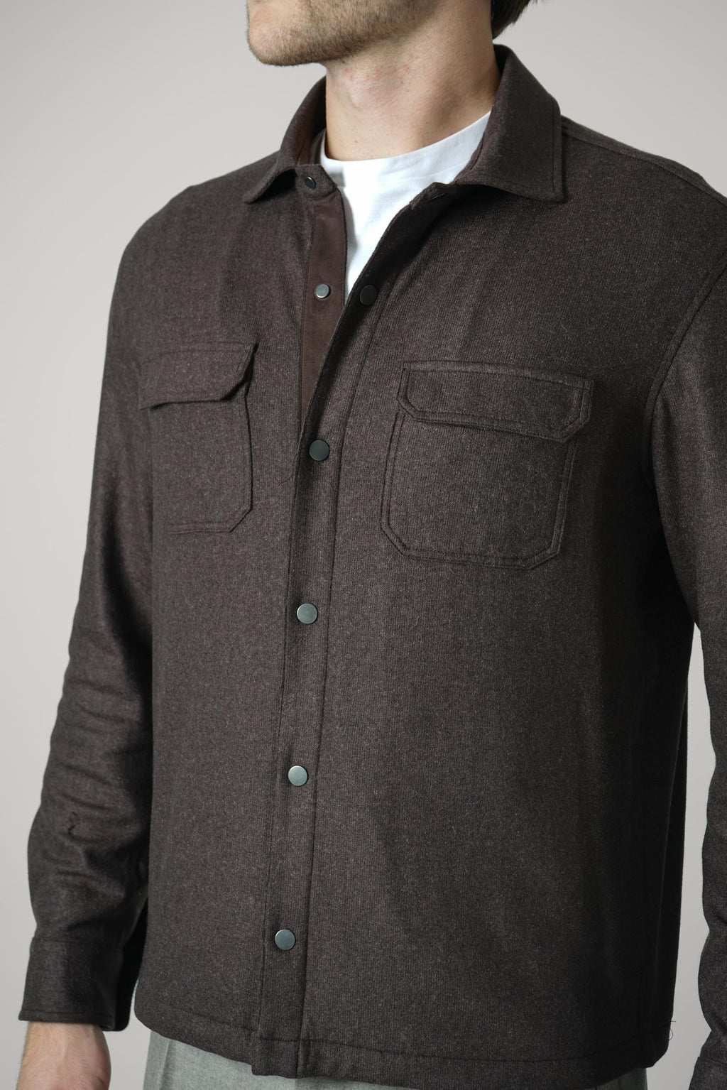 Maurizio Baldassari Jersey Shirt Collar Blouson – Turkish Coffee