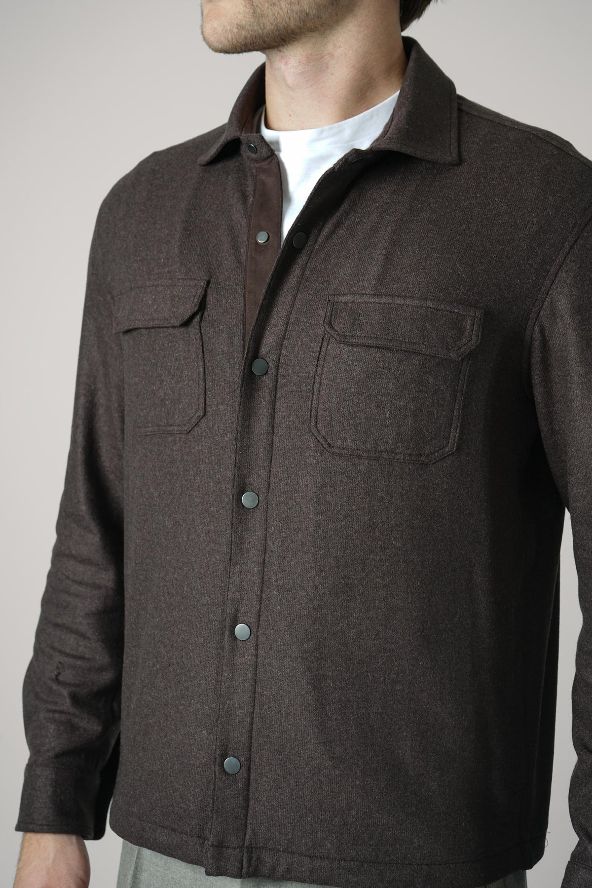 Maurizio Baldassari Jersey Shirt Collar Blouson – Turkish Coffee