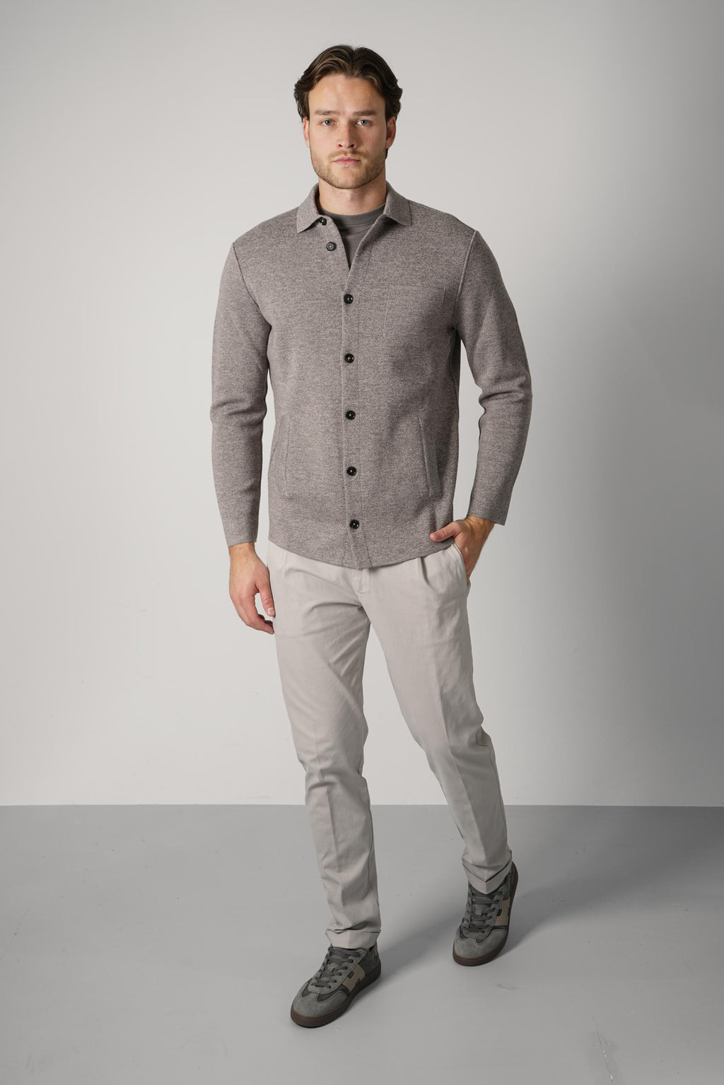Maurizio Baldassarri Milano Stitch Overshirt – Beige Light Grey