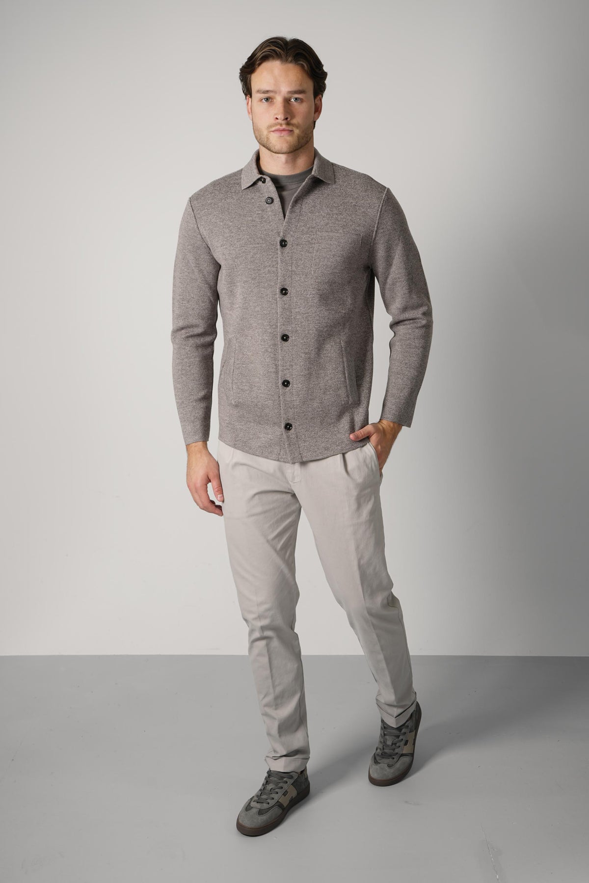 Maurizio Baldassarri Milano Stitch Overshirt – Beige Light Grey
