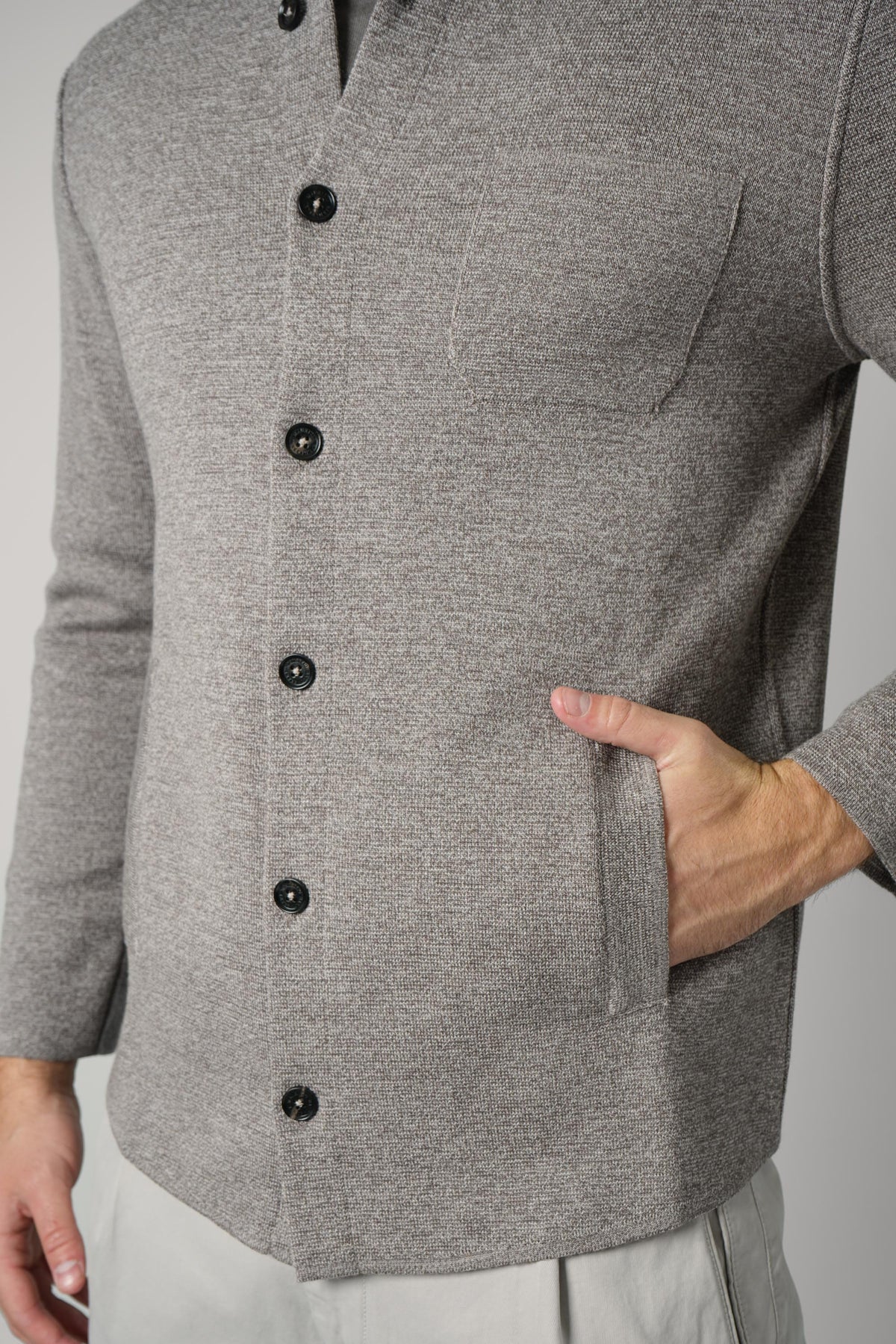 Maurizio Baldassarri Milano Stitch Overshirt – Beige Light Grey