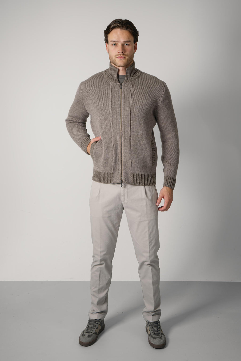 Maurizio Baldassari Little Bear Zipped Overshirt – Light Taupe