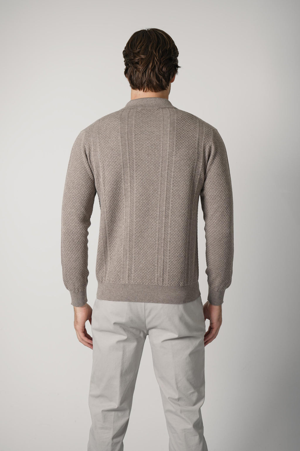 Maurizio Baldassari Mixed Stitch Polo  – Light Taupe