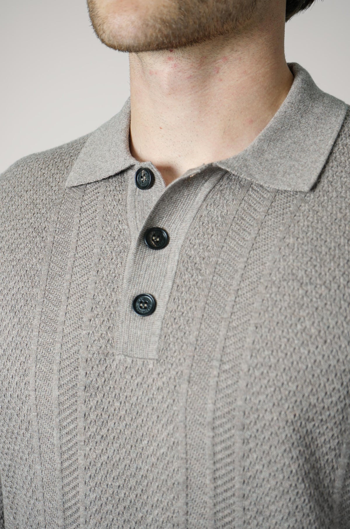 Maurizio Baldassari Mixed Stitch Polo  – Light Taupe