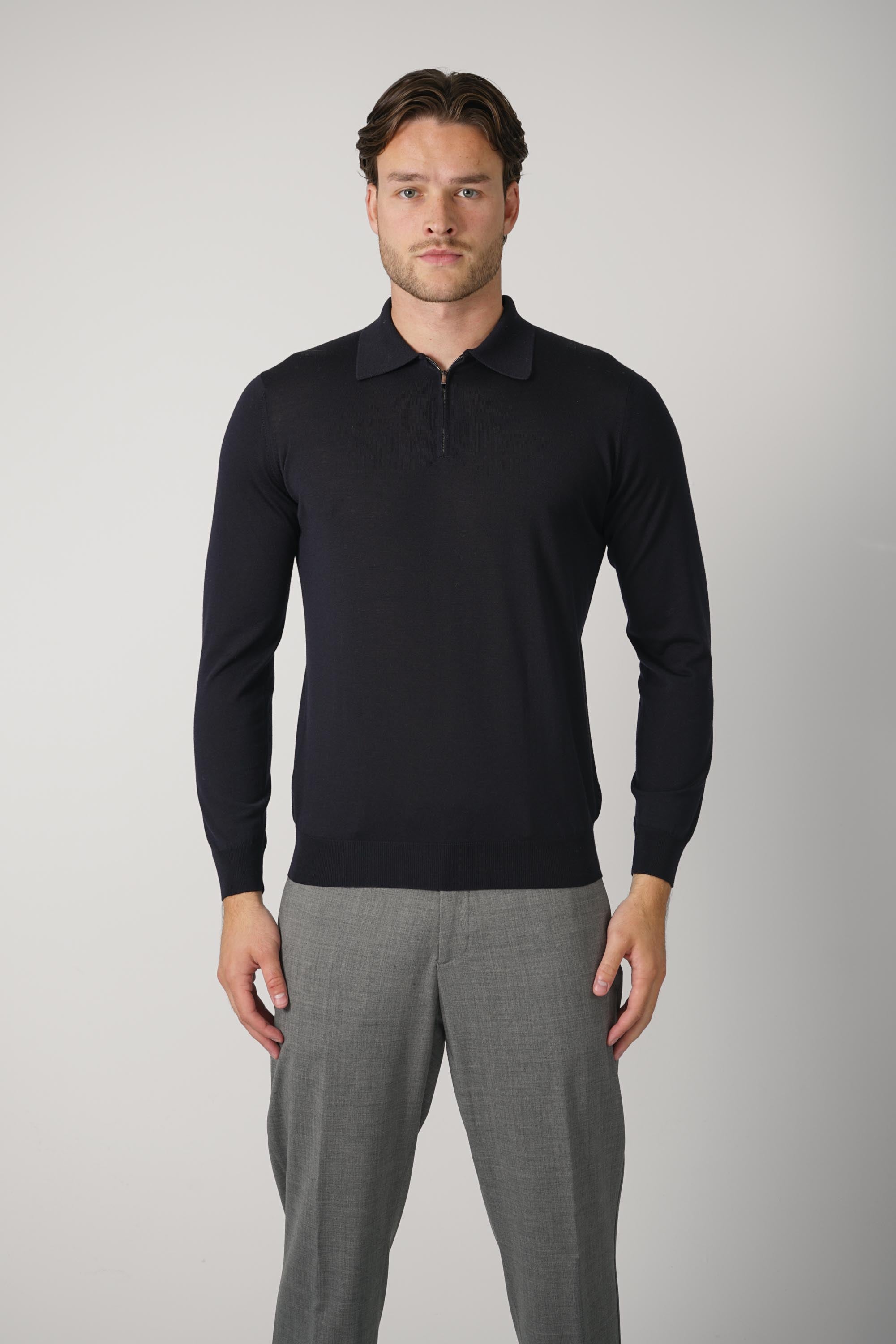 Filippo De Laurentiis Polo Zip ML RM16R – Navy