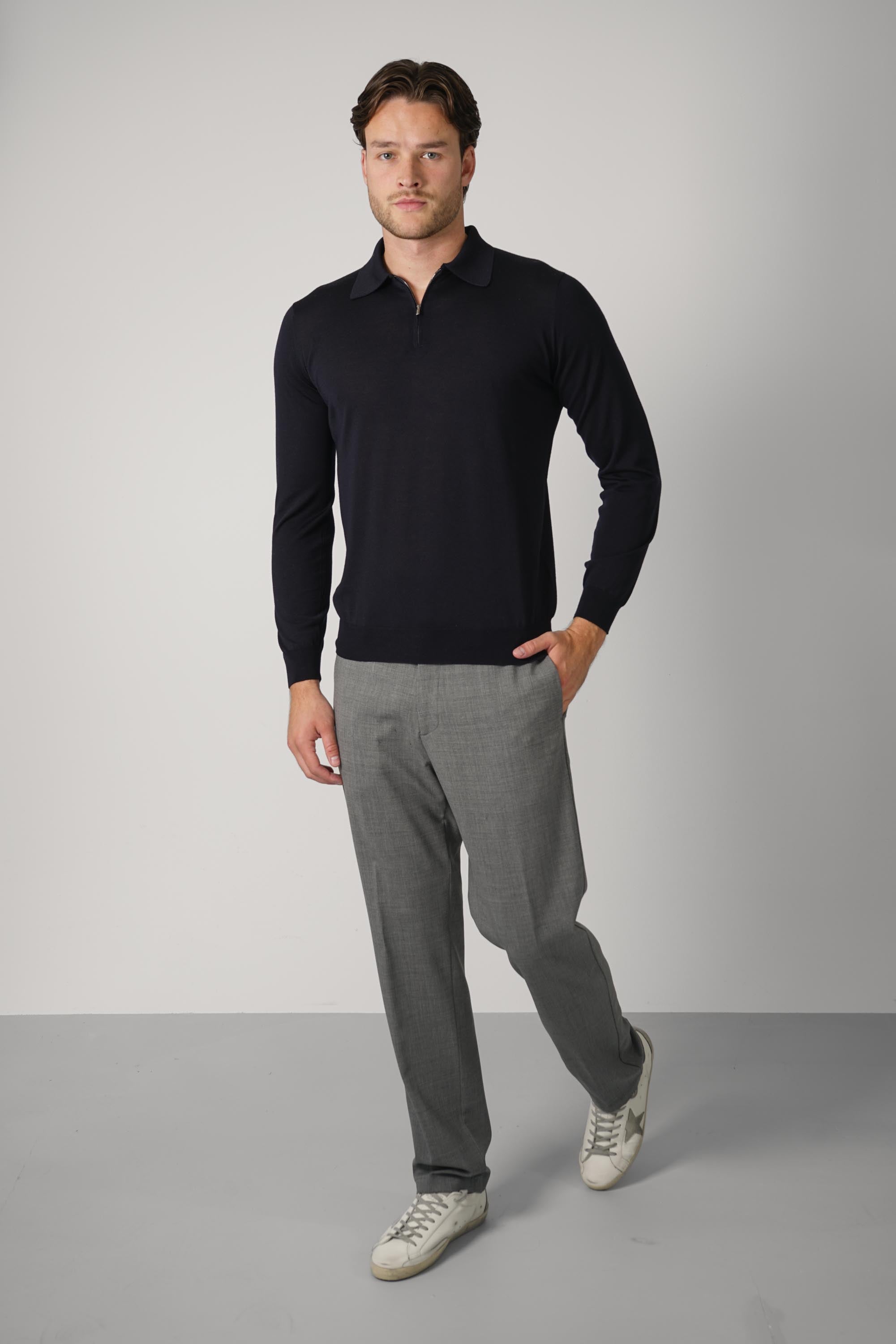 Filippo De Laurentiis Polo Zip ML RM16R – Navy