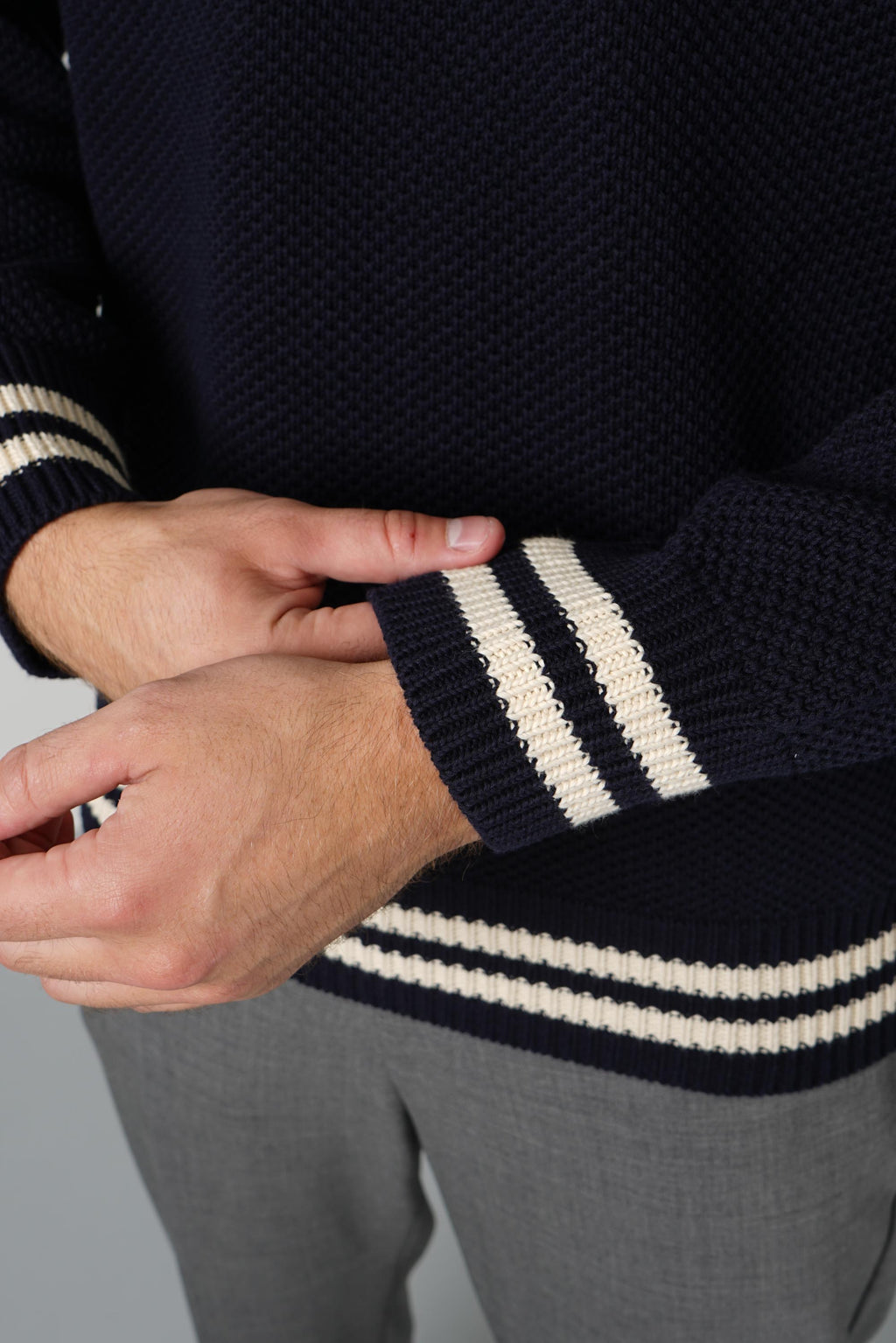 Golden Goose Journey Knit Crewneck Reynard Cotton Waffle Stitch Knit Golden Embroidery – Xxs Dark Blue