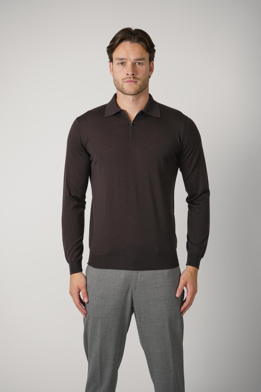 Filippo De Laurentiis Polo Zip ML RM16R – Caffè