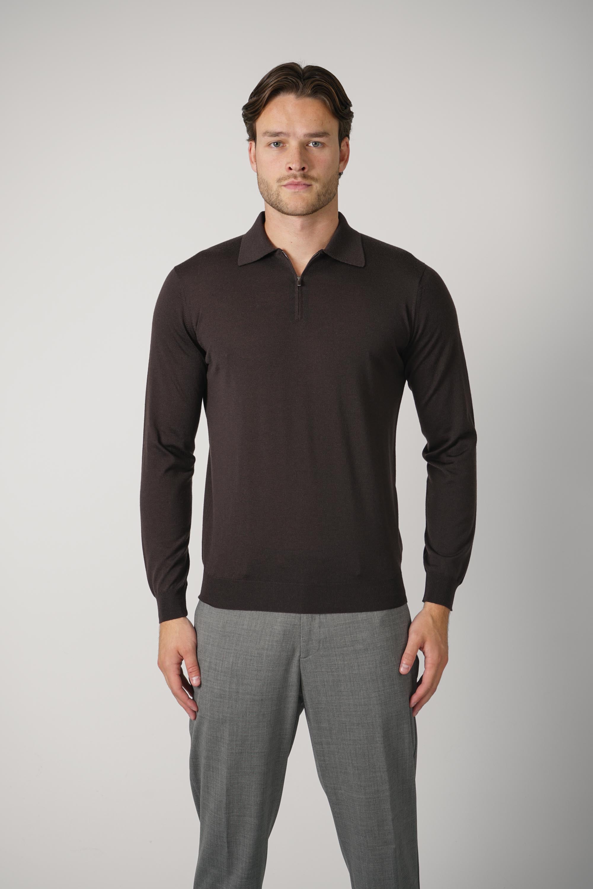 Filippo De Laurentiis Polo Zip ML RM16R – Caffè