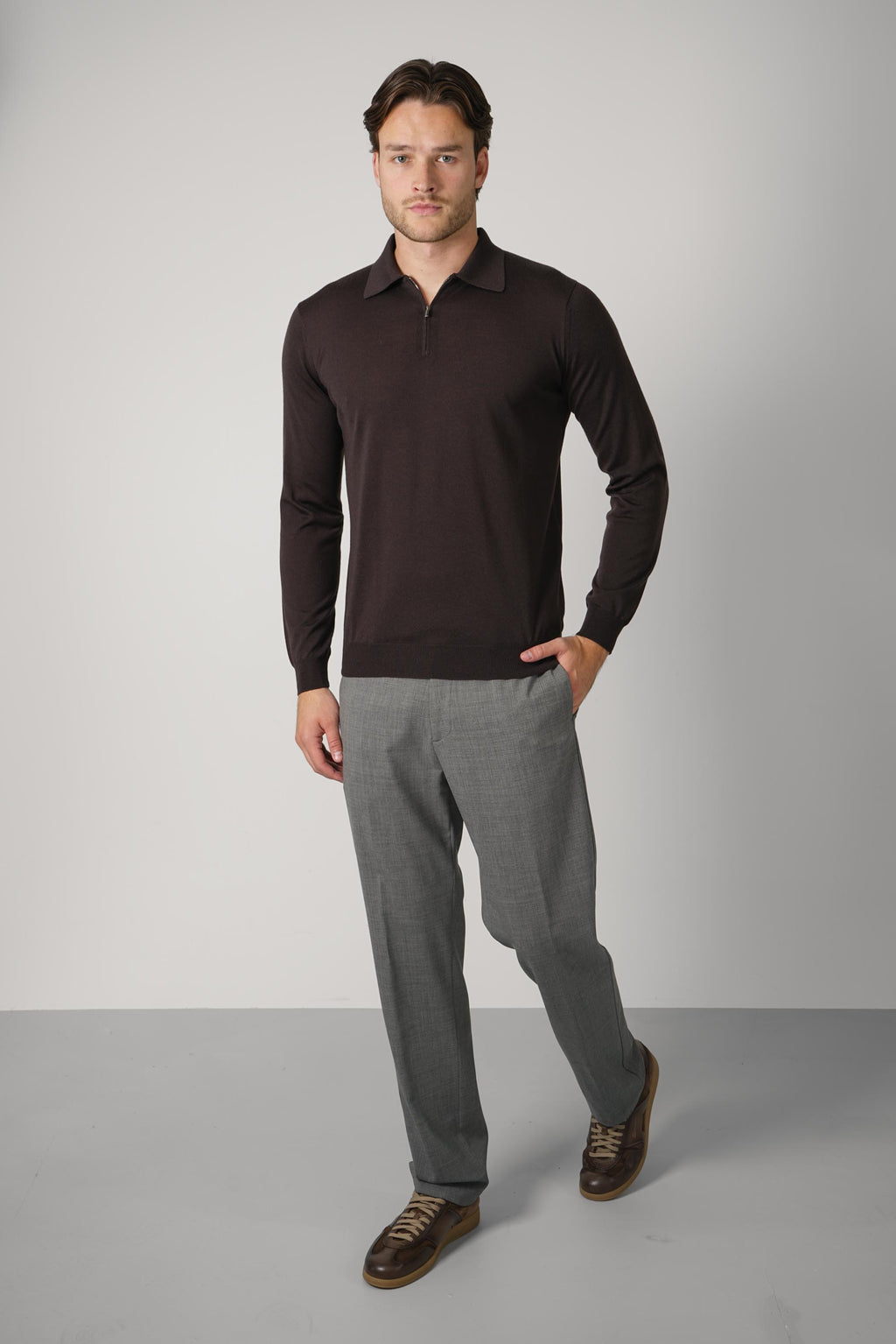 Filippo De Laurentiis Polo Zip ML RM16R – Caffè