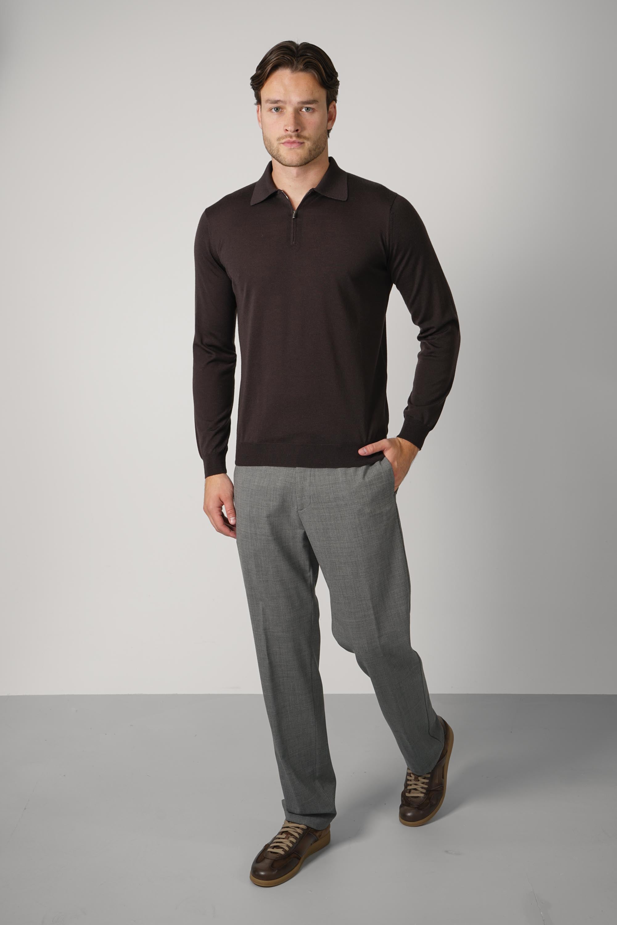 Filippo De Laurentiis Polo Zip ML RM16R – Caffè