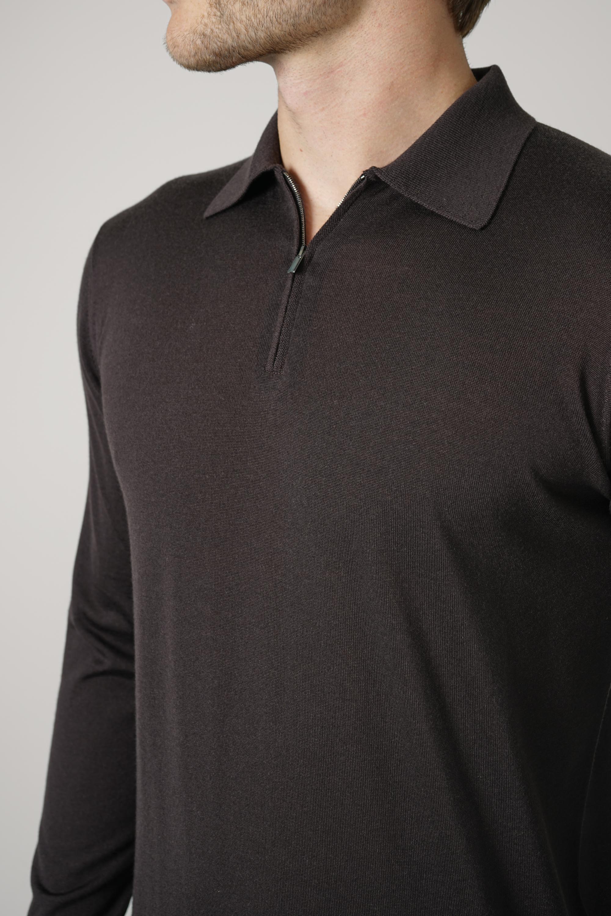 Filippo De Laurentiis Polo Zip ML RM16R – Caffè