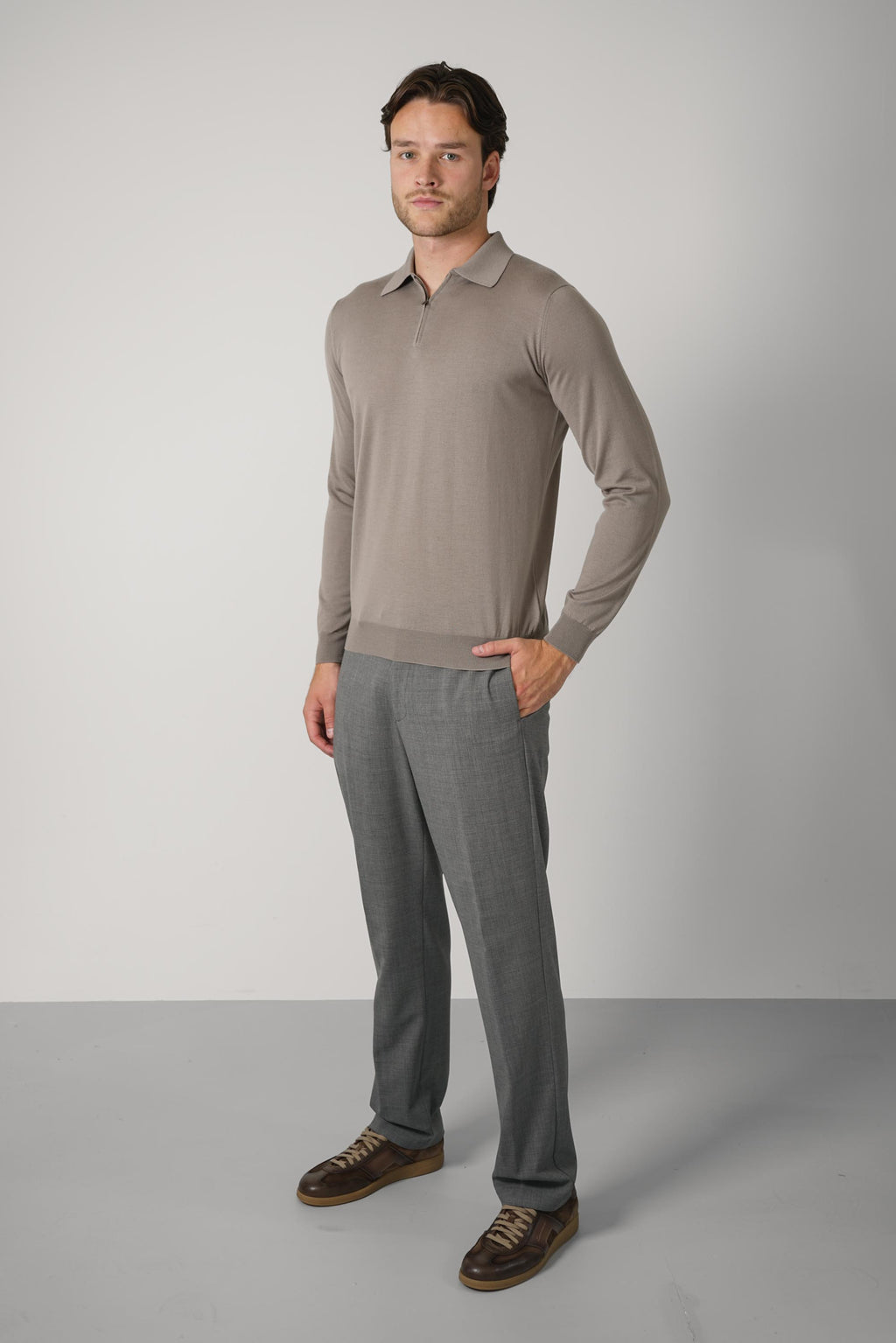 Filippo De Laurentiis Polo Zip ML RM16R – Fango